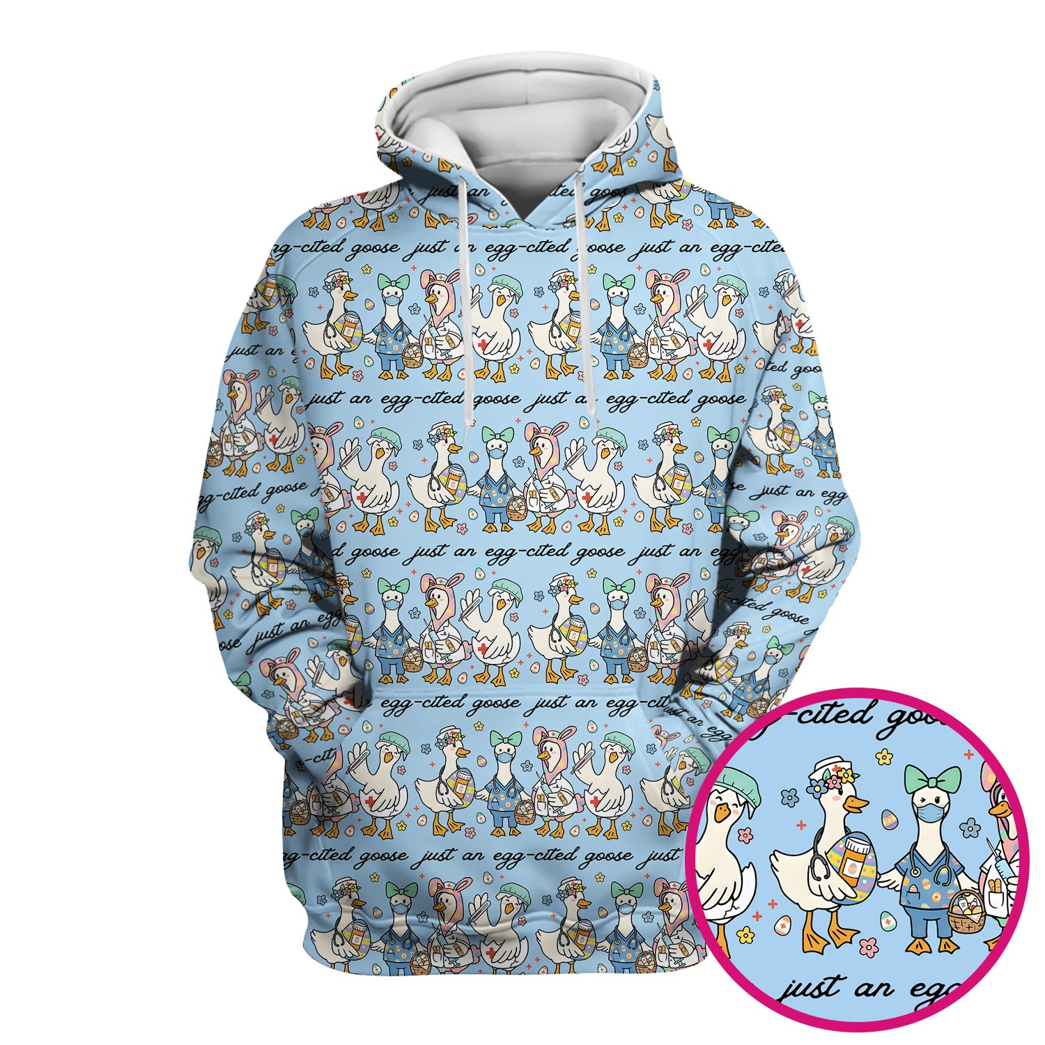 Funny Easter Nurse Goose Pattern Scrub Top, Comfortable Scrubs for Nurses