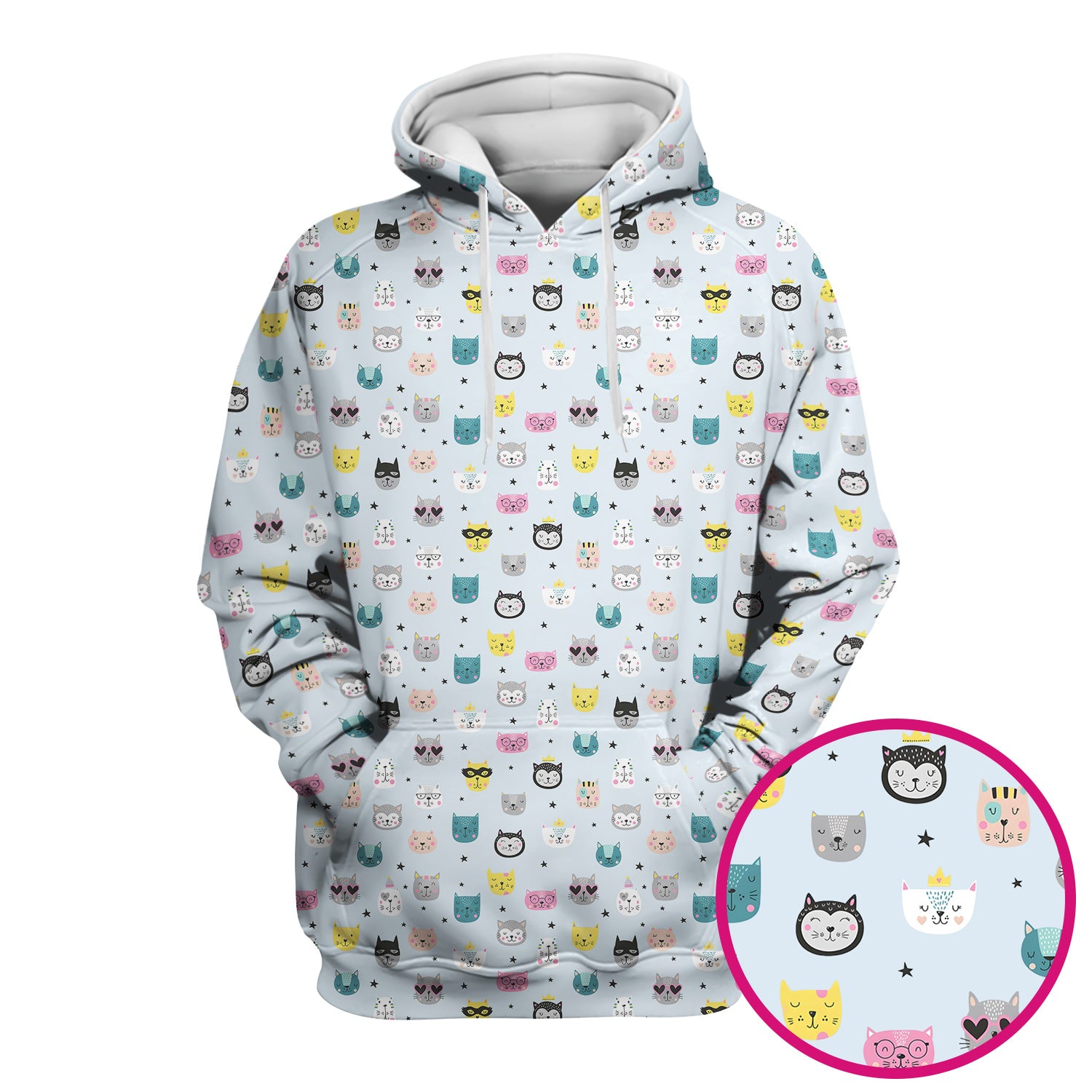 Cute Colorful Cat Pattern Scrub Top, Comfortable Scrubs for Nurses