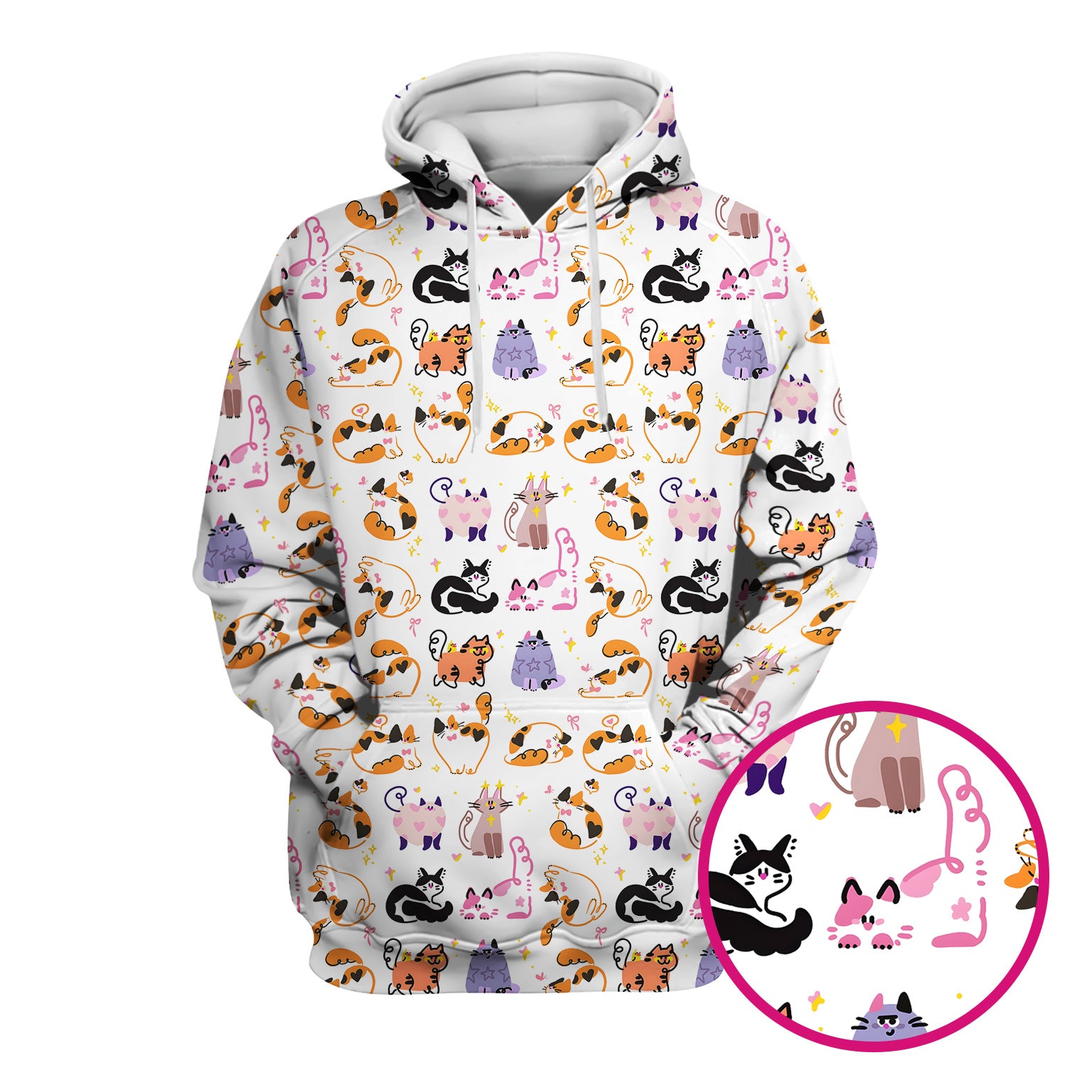 Funny Cat Pattern Scrub Top, Cute Cats Nursing Uniform For Women