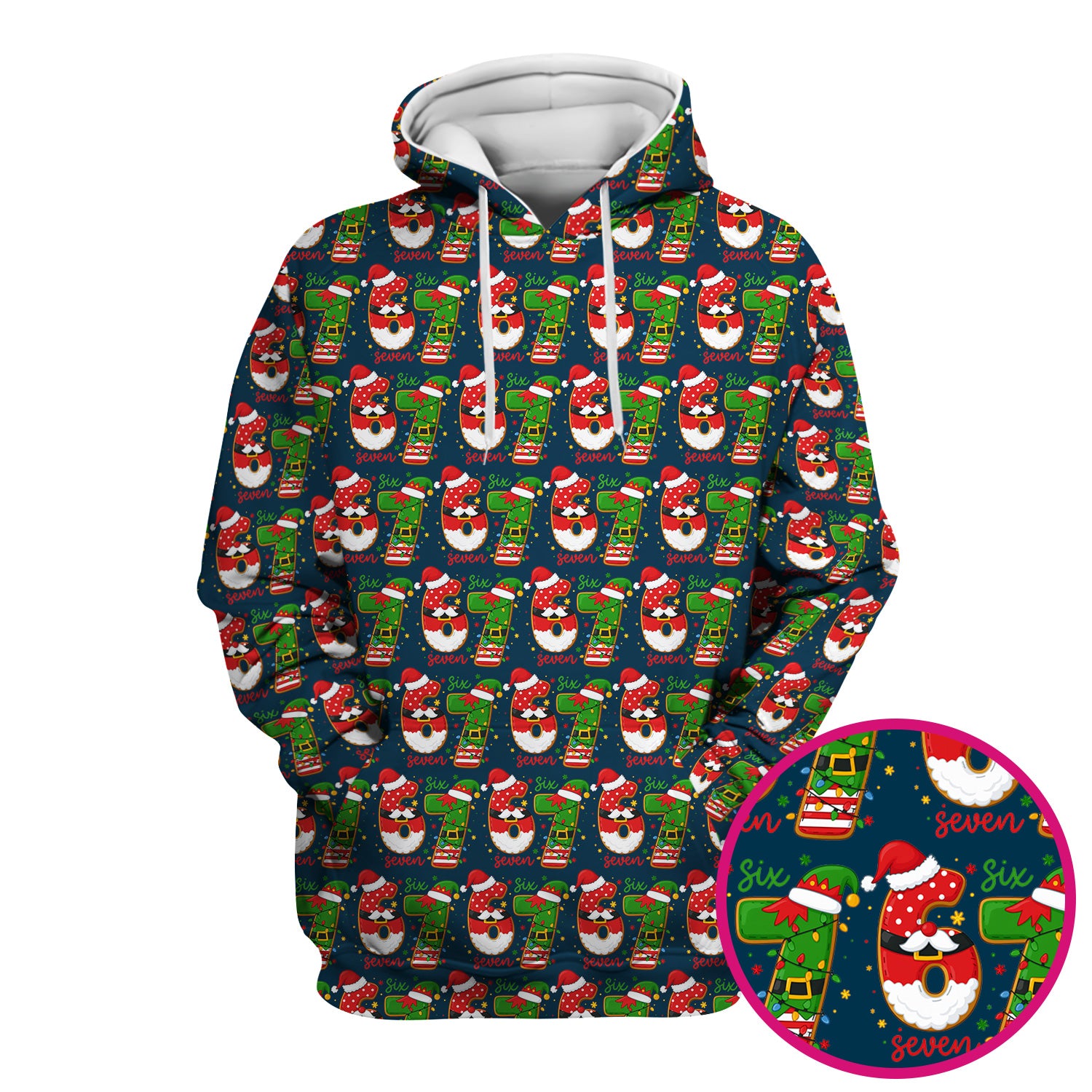 Christmas 67 Pattern Scrub Top, Festive Holiday Medical Uniform Shirt For Nursing