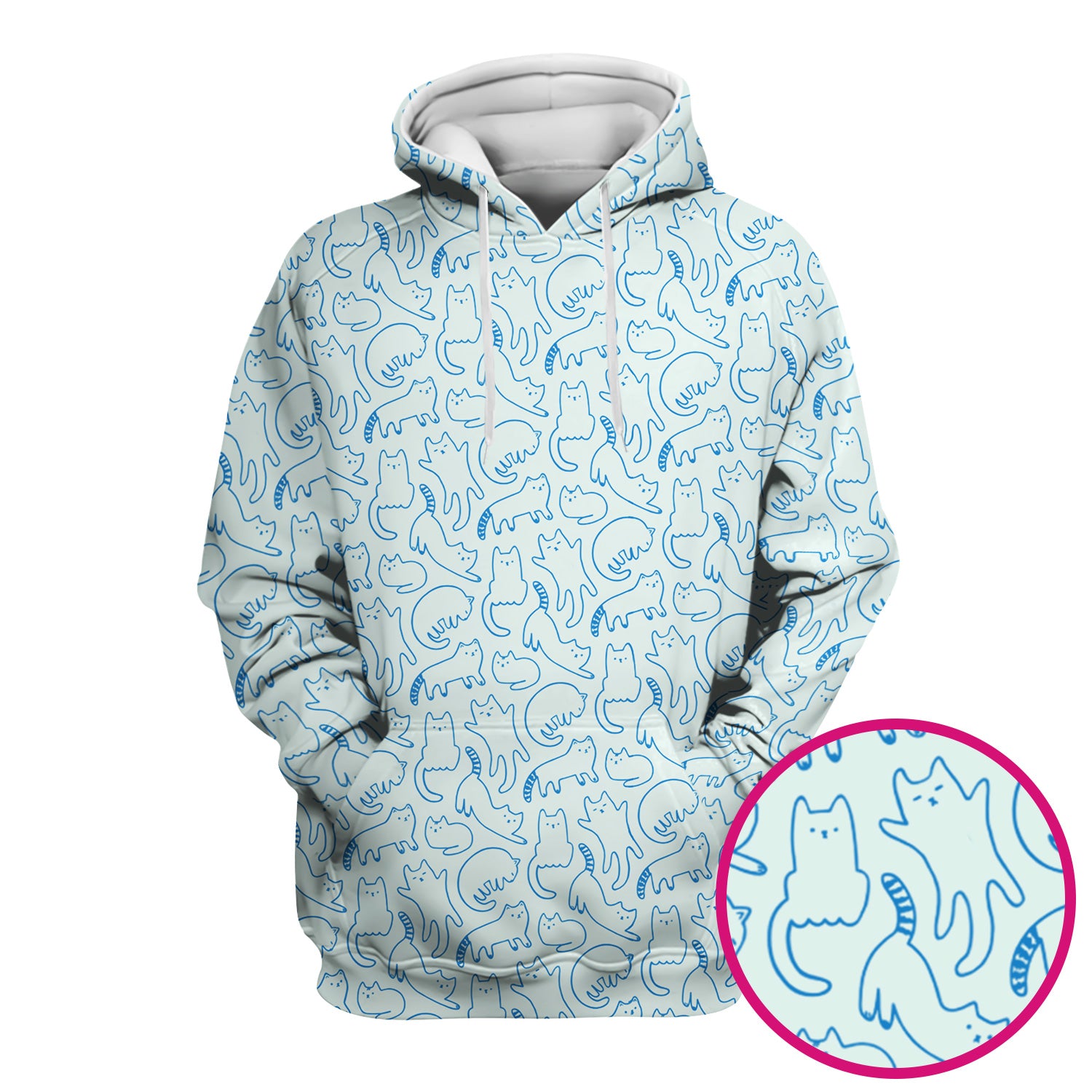 Artistic Cat Pattern Medical Scrub Top, Breathable Fabrics Nursing Uniform