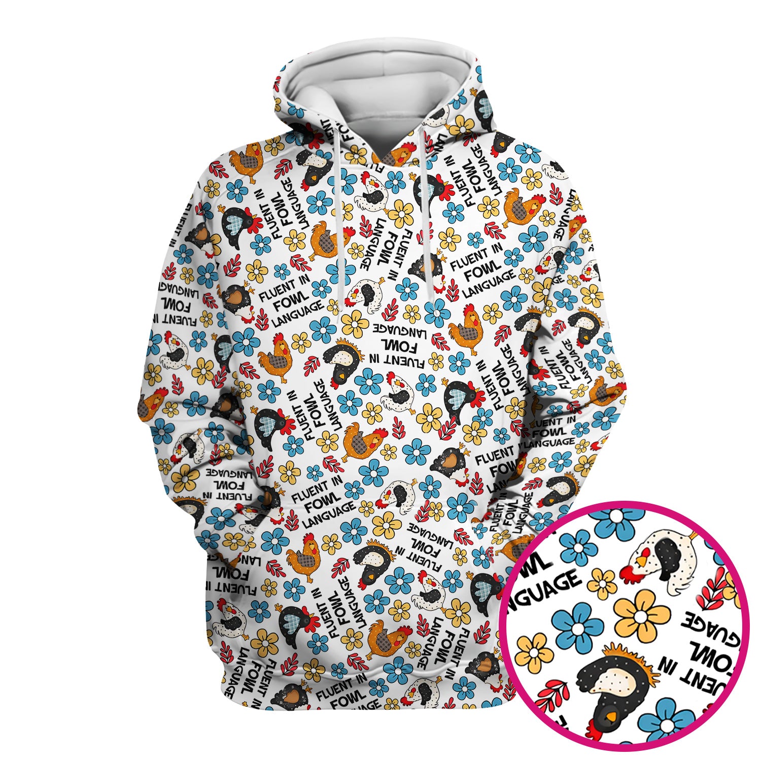 Funny Chicken Fluent in Fowl Language Pattern Scrub Top, Comfortable Scrubs for Nurses