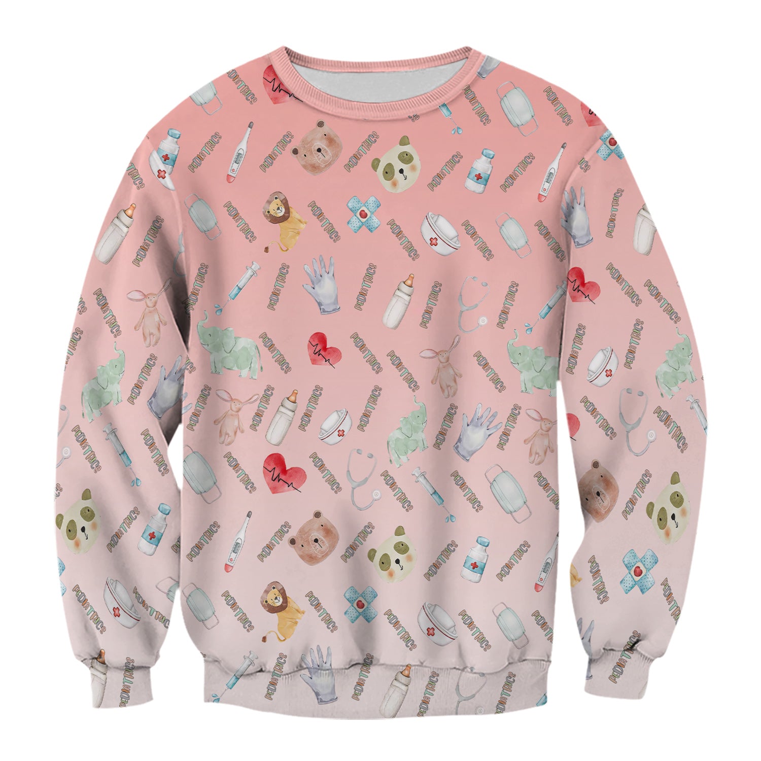 Adorable Pediatric Medical Scrub - Medical Uniform Top with Animal & Heart Icons - Gift for RN, CNA, LPN, Healthcare Worker