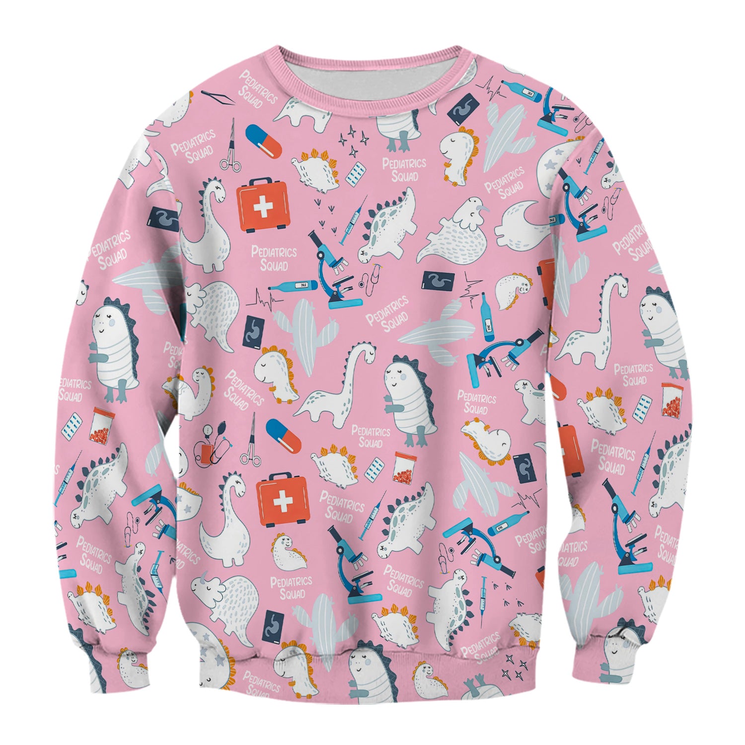 Personalized Pediatric Nurse Scrubs for Women - Cute Dino Print Medical Shirt - Gift for RN, CNA, LPN, Medical Staff