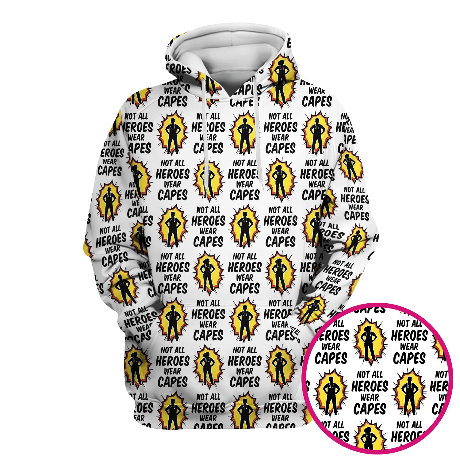 Not All Heroes Wear Capes Nurse Pattern Scrub Top, Comfortable Scrubs for Nurses