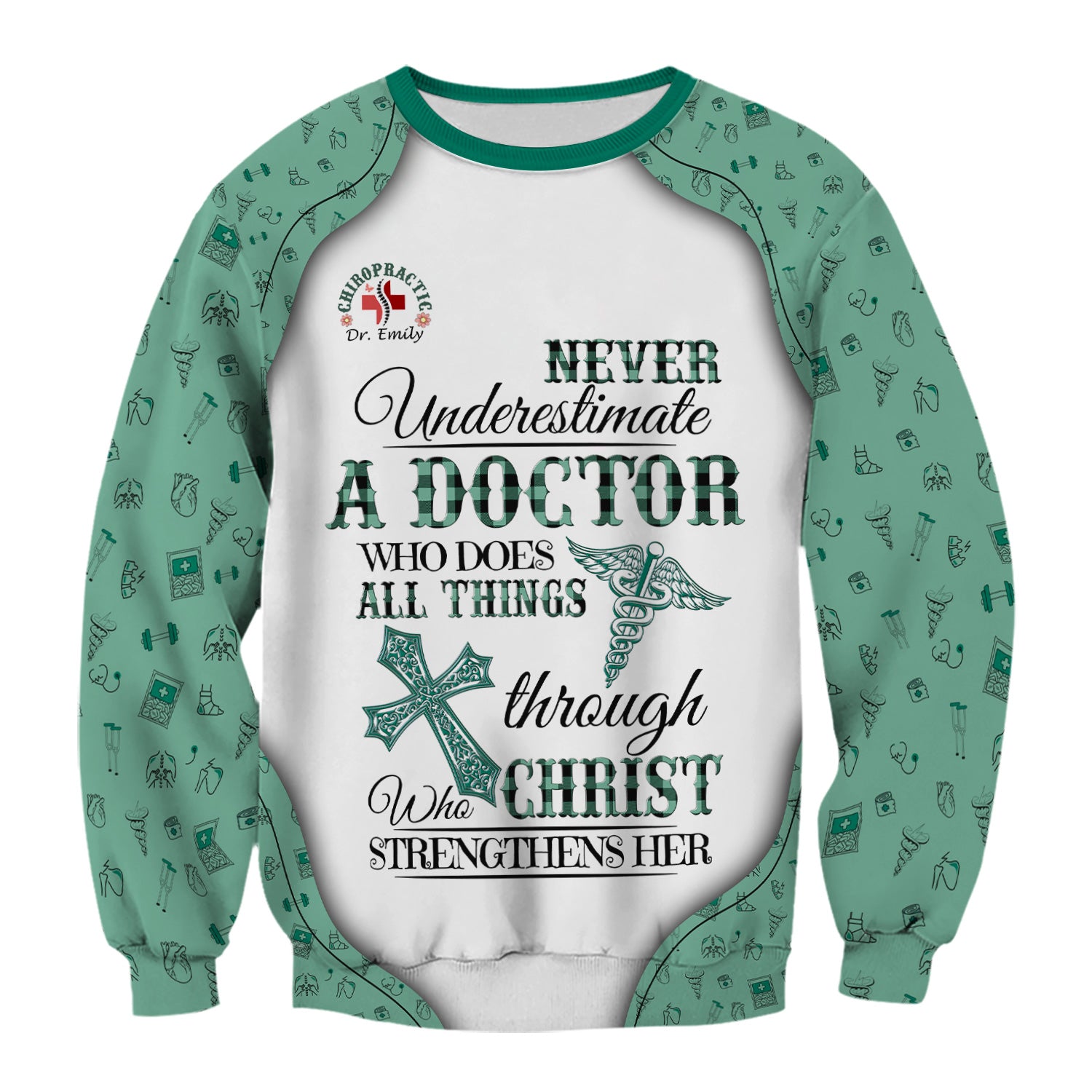Personalized Christian Scrub Top - Never Underestimate a Doctor - Gift for Women Doctors & Medical Professionals