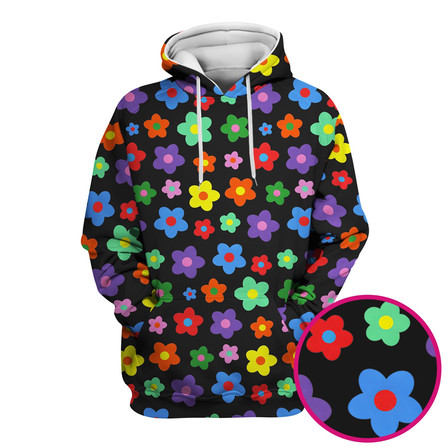 Colorful Retro Flower Pattern Print Scrub Top, Breathable Fabrics Nursing Uniform