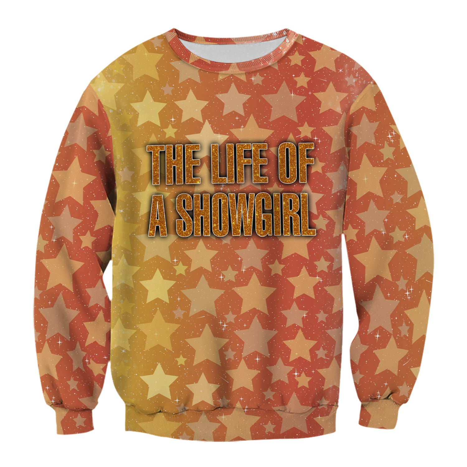 Custom Women's Showgirl Tee - All-Over Print Sparkly Star TS12 Orange Shirt  - Gift for RN LPN CNA