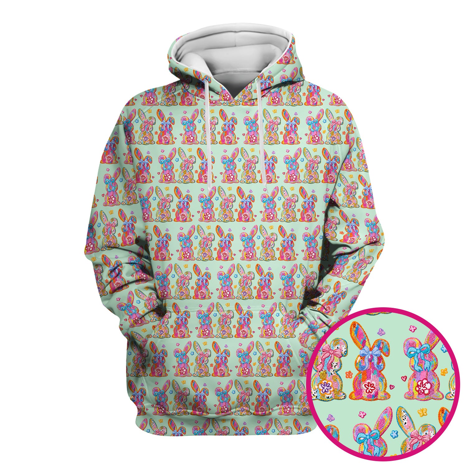 Cute Pastel Bunny Floral Pattern Scrub Top, Comfortable Scrubs for Nurses, Easter