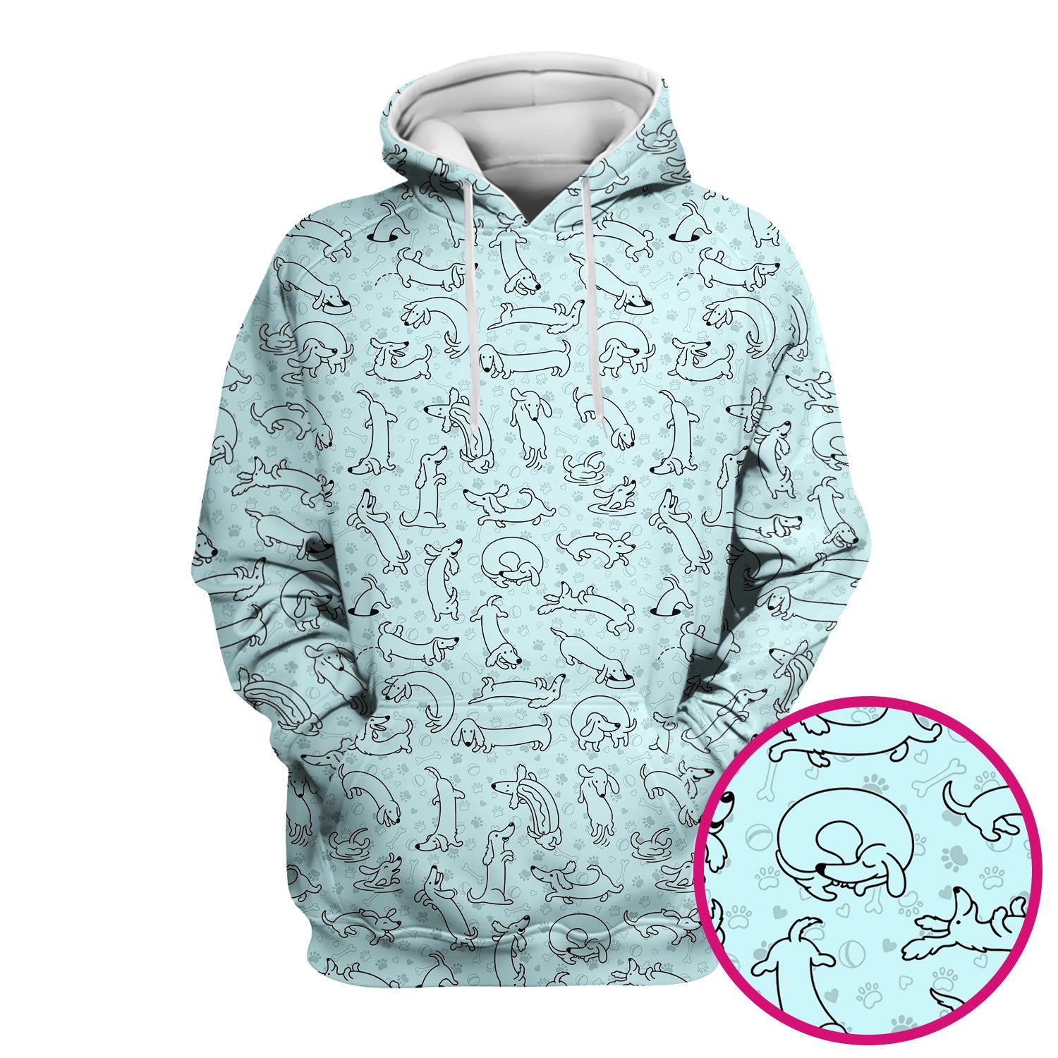 Playful Dachshund Dog Line Art Print Scrub Top, Comfortable Scrubs for Nurses