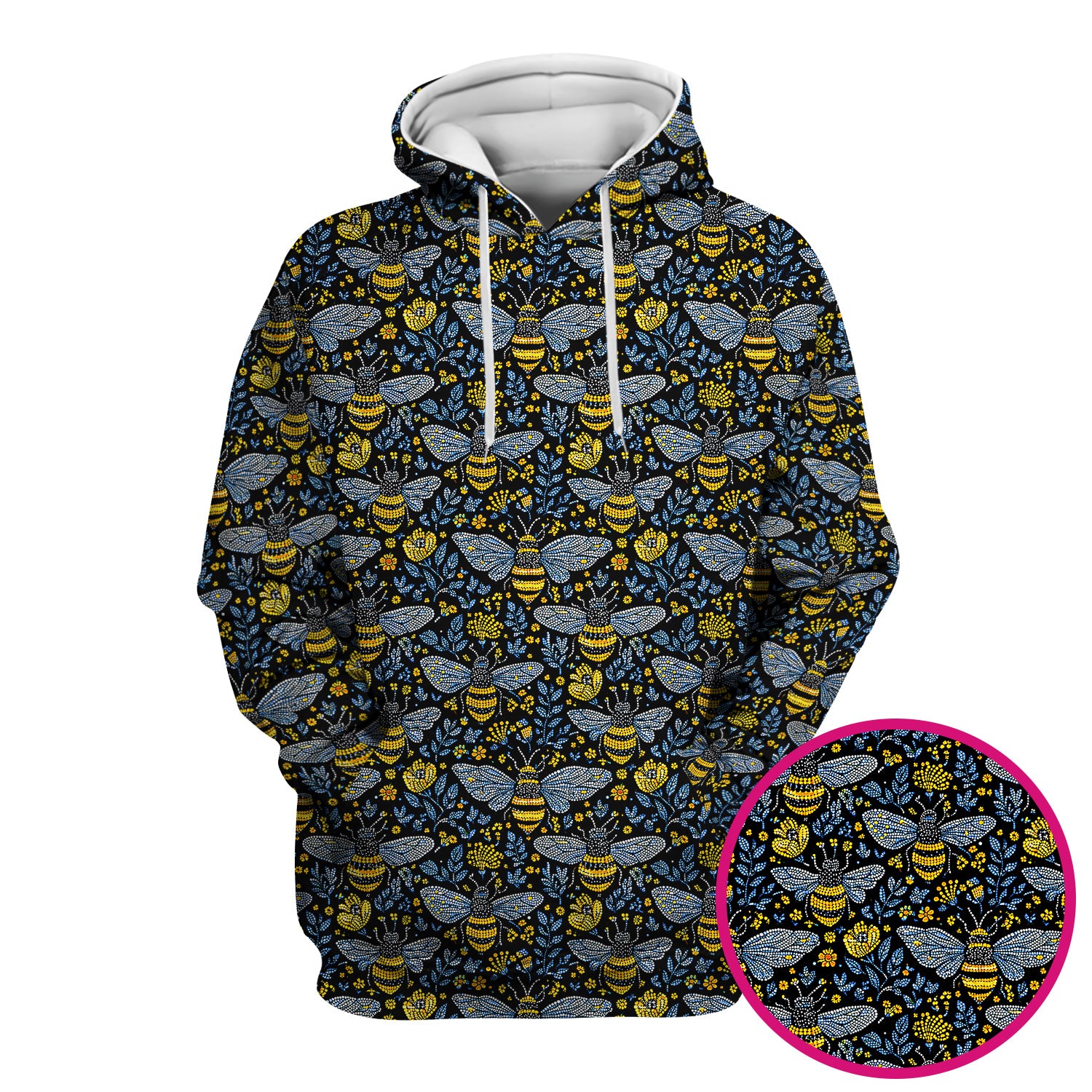 Honey Bee And Wildflower Garden Pattern Scrub Top, Comfortable Scrubs for Nurses