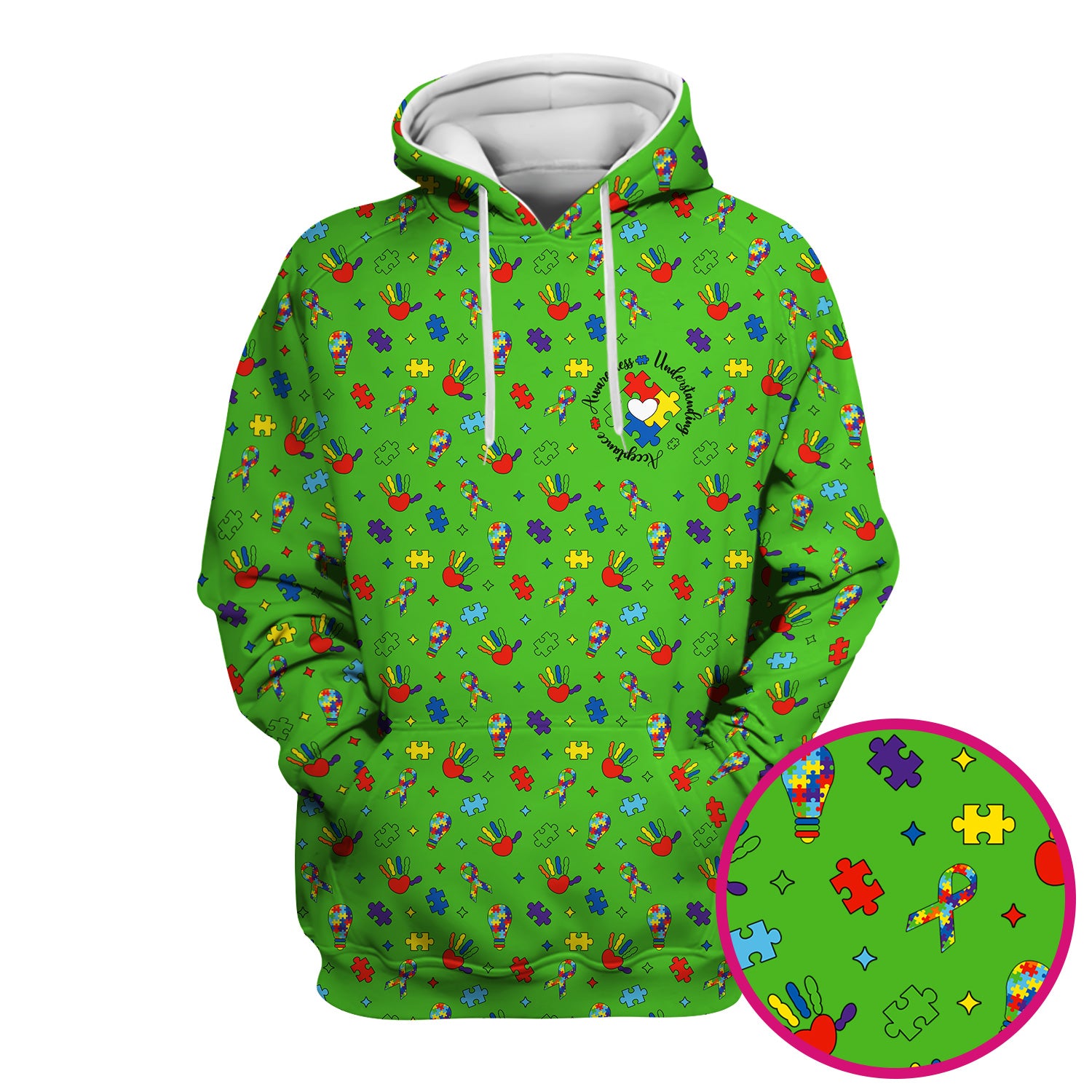 Autism Awareness Colorful Puzzle Pattern Scrub Top, Comfortable Scrubs for Nurses