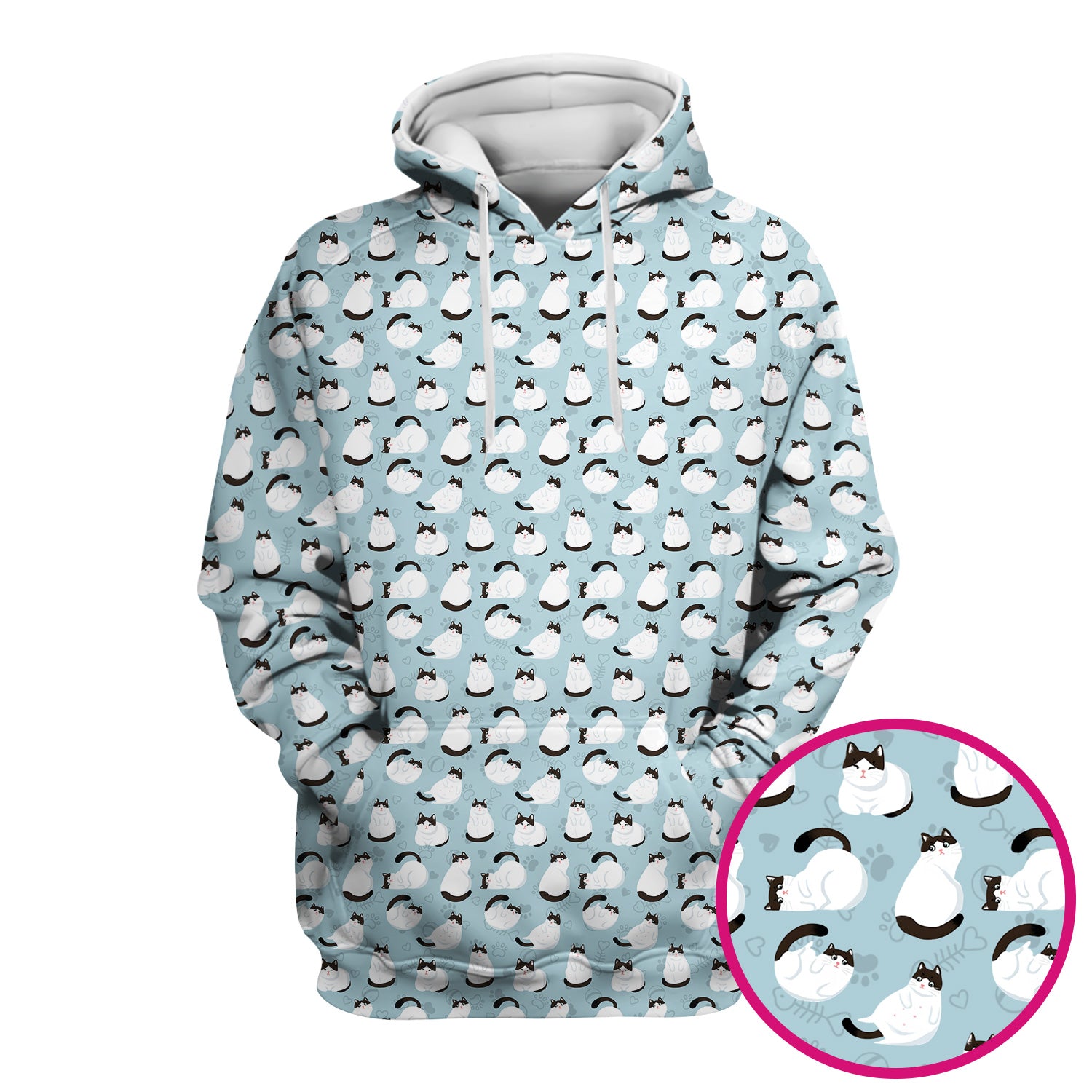Cute Cat Pattern Medical Scrub Top, Breathable Fabrics Nursing Uniform