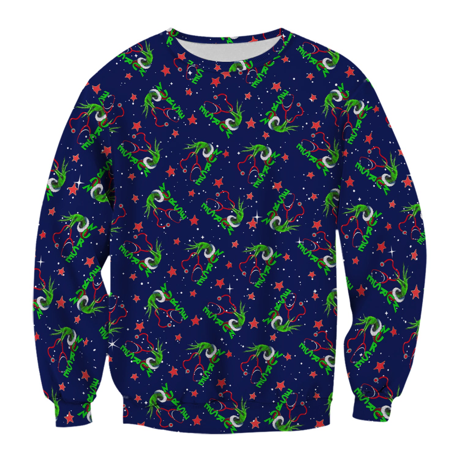 Grinch Nurse Scrub Top - Festive Holiday Uniform for Women - RN LPN CNA Nursing Gift