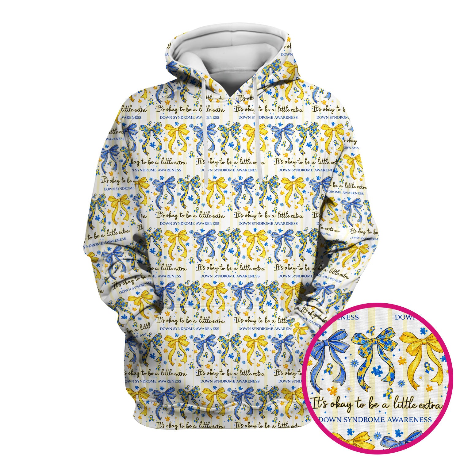 Down Syndrome Awareness Ribbon Pattern Scrub Top Comfortable Nurse Workwear Top