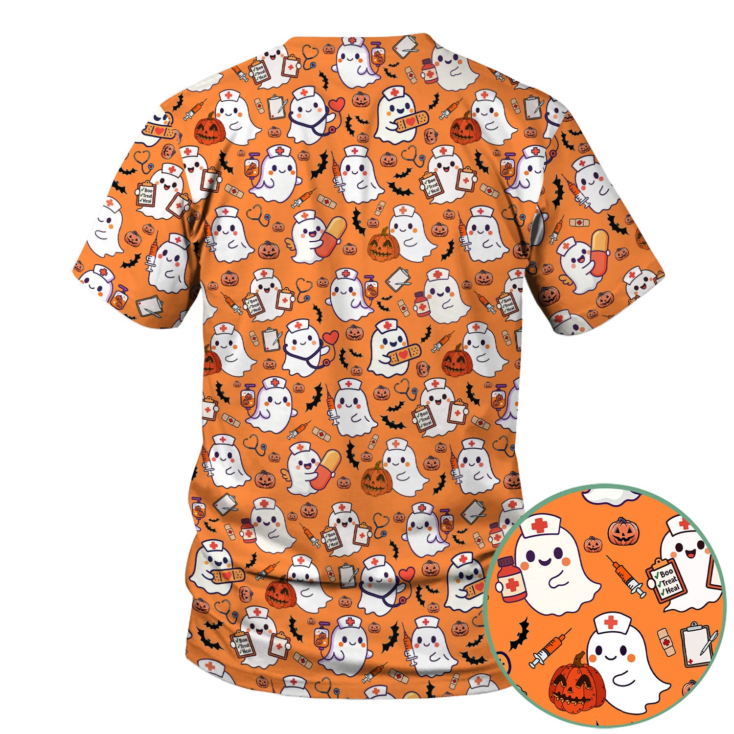 Halloween Scrubs for Women - Pumpkin Shirt - Comfortable Scrubs for Nurses - Breathable Fabrics Nursing Uniform - Holiday Gift for Her