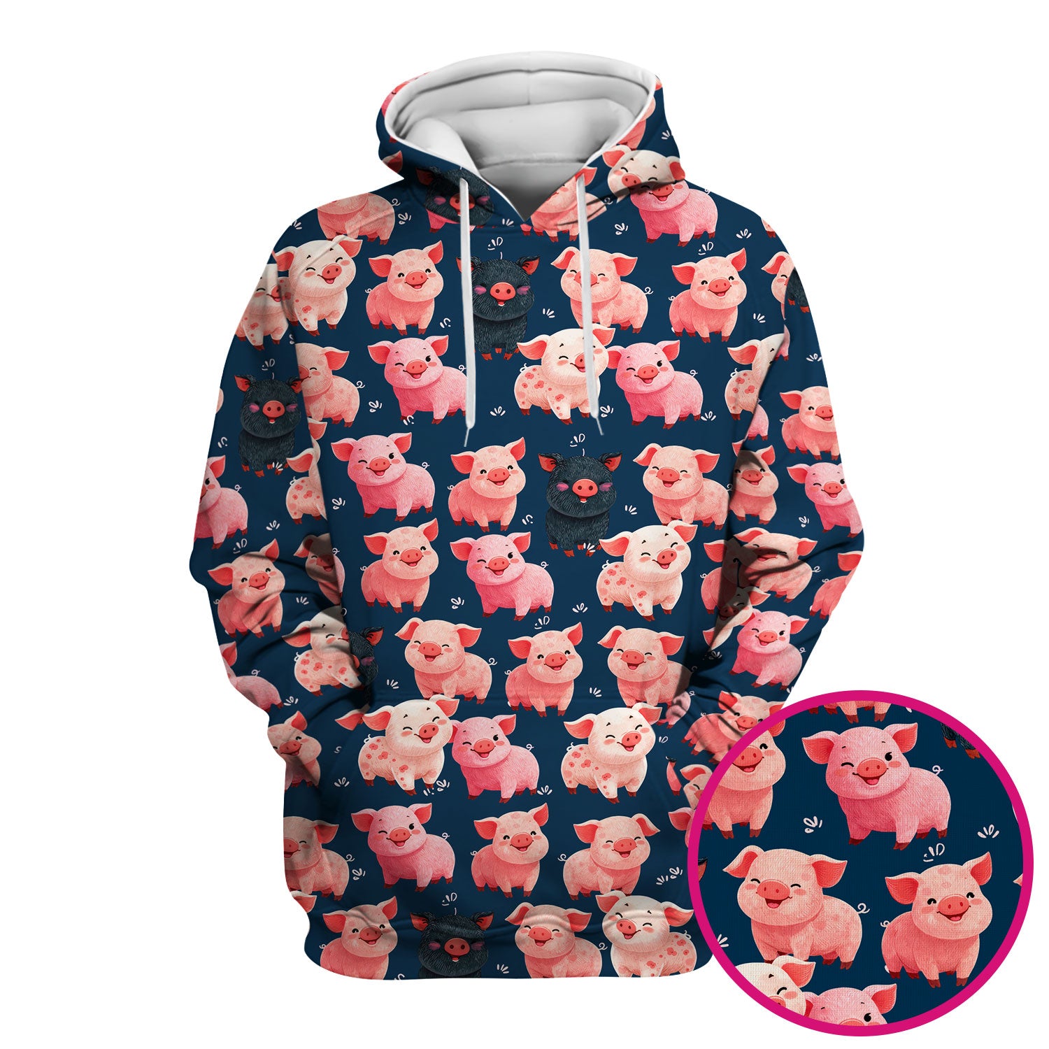 Funny Farm Pig Cartoon Pattern Scrub Top, Comfortable Scrubs for Nurses