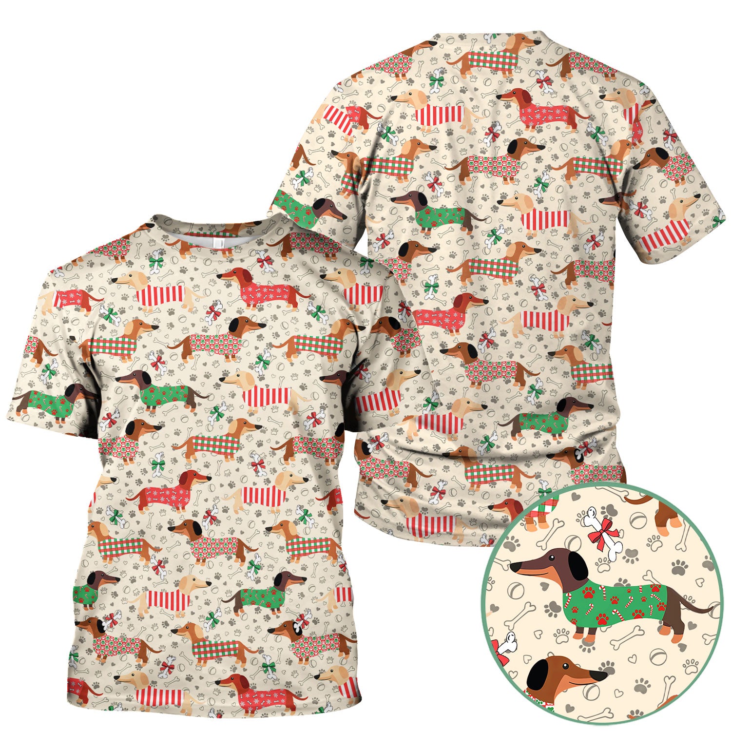 Christmas Sausage Dog Scrub Top - Festive Dachshund Holiday Nursing Shirt - Cute Puppy Lover Gift
