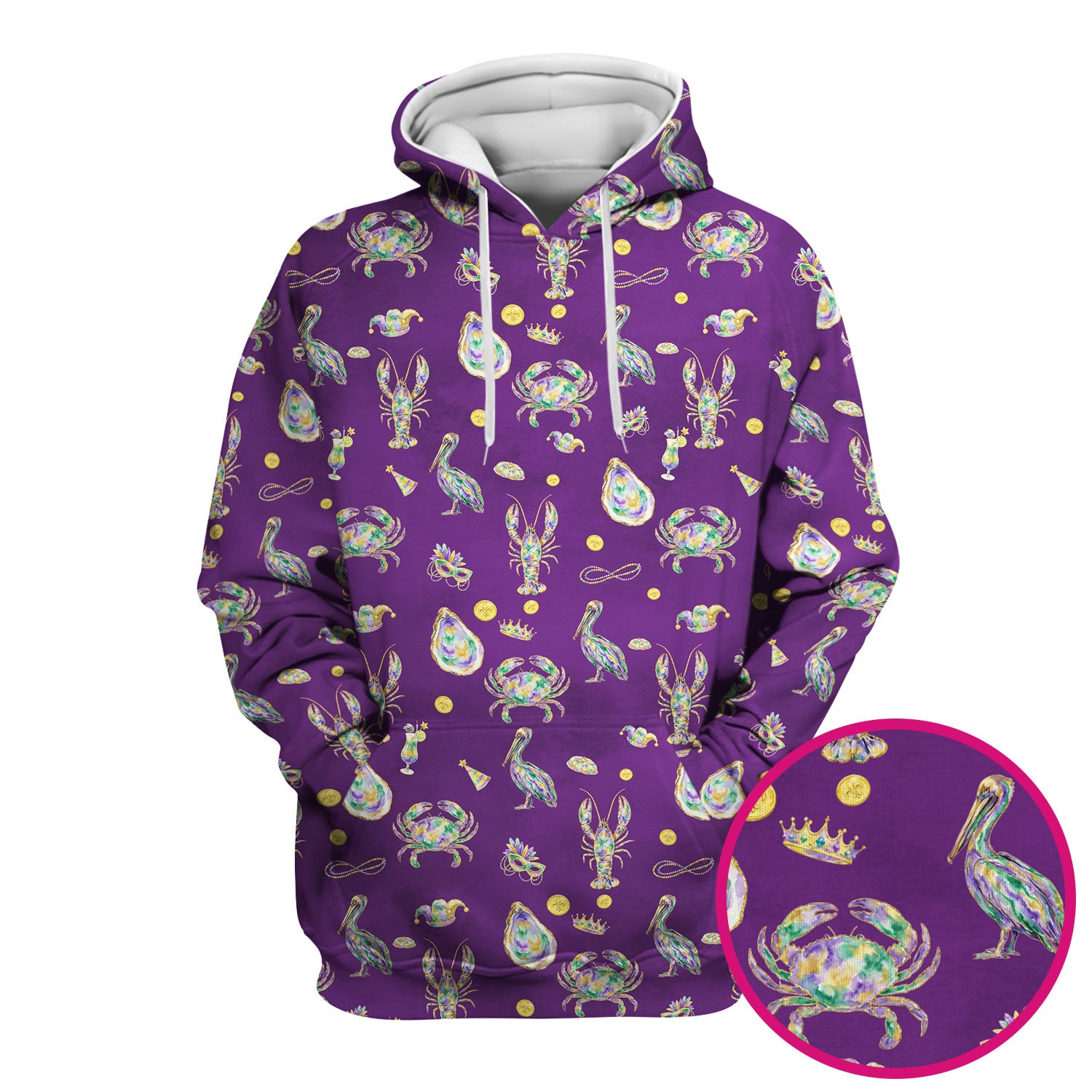 Mardi Gras Seafood Nurse Scrub Top, Comfortable Uniform Scrubs For Nursing