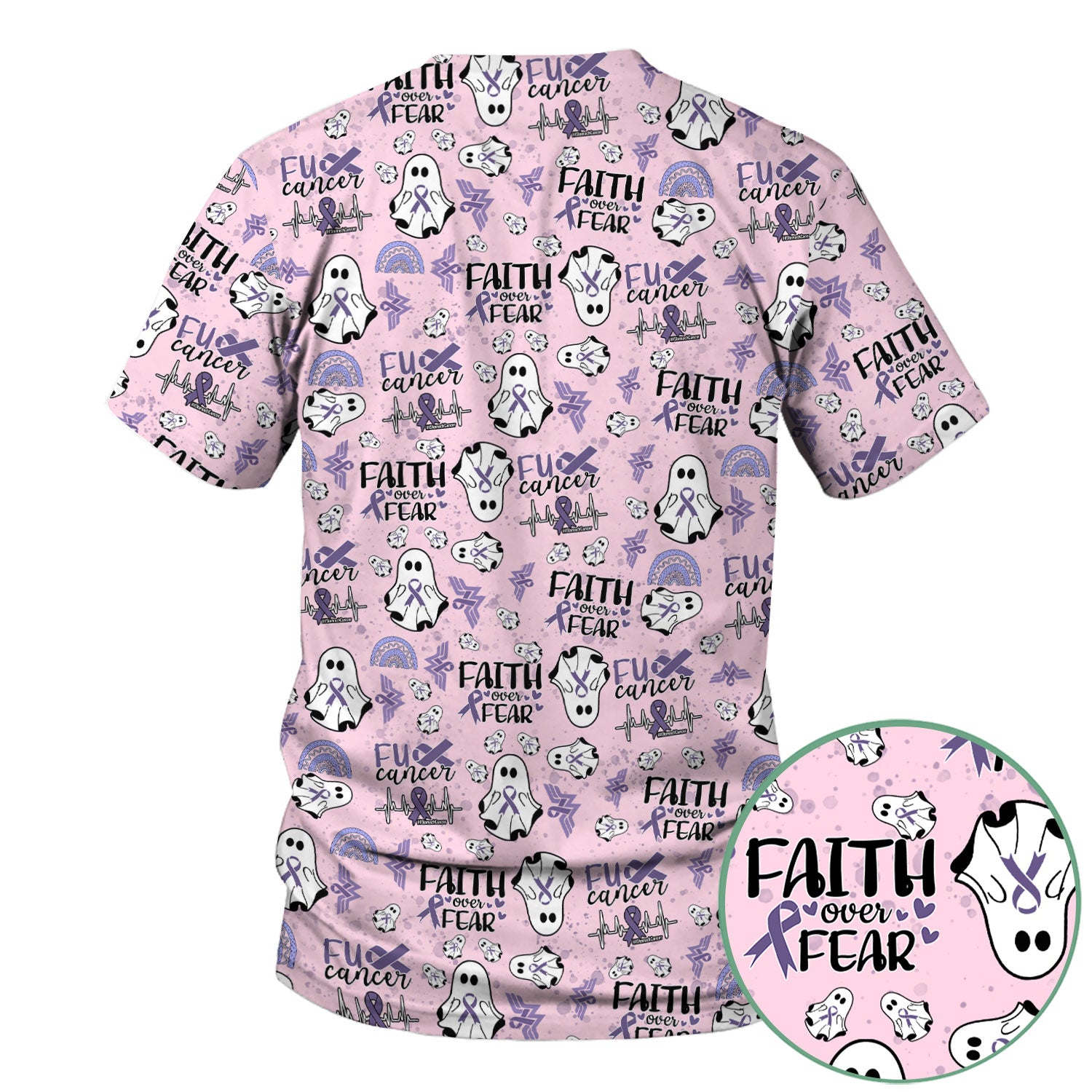 Stomach Cancer Awareness Scrub Top - Periwinkle Blue Ribbon Survivor Shirt - November Warrior Medical Uniform Gift for Women