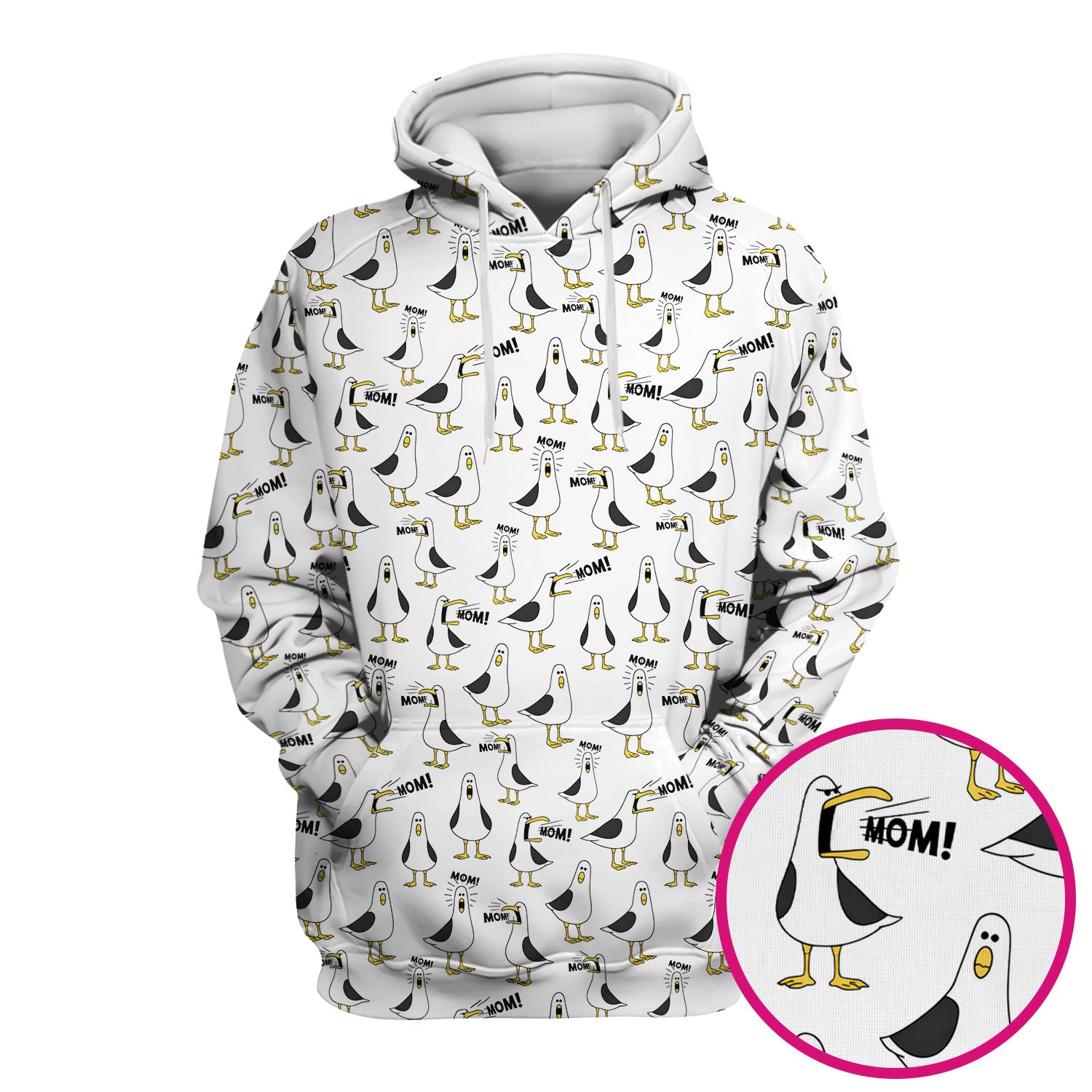 Funny Seagull Mom Seamless Pattern Scrub Top, Comfortable Scrubs for Nurses