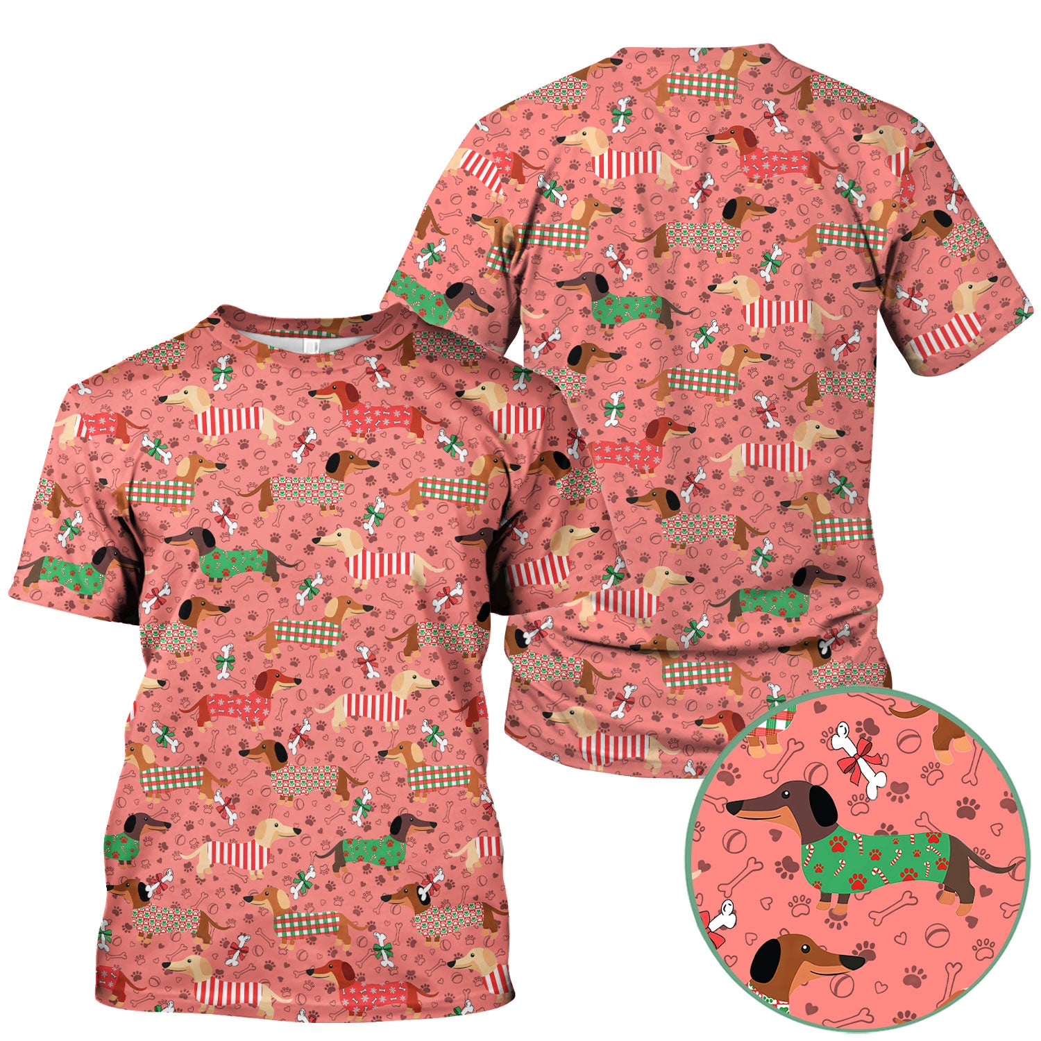Christmas Dachshund Scrub Top for Nurses - Funny Wiener Dog Medical Shirt Multi Color - Cute Puppy Lover Gift for RN LPN CNA