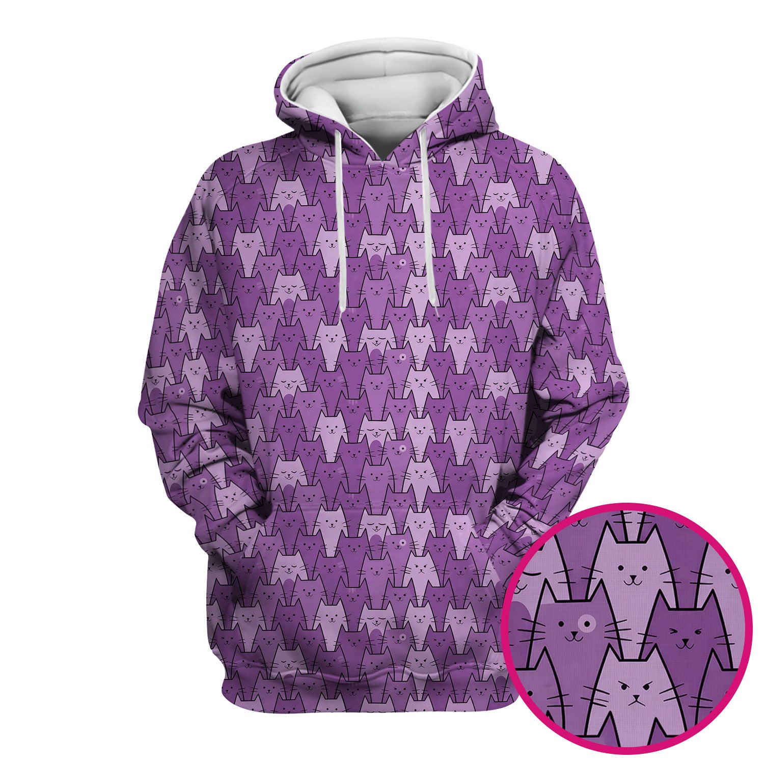 Cute Purple Cats Pattern Scrubs Top, Comfortable Scrubs for Nurses