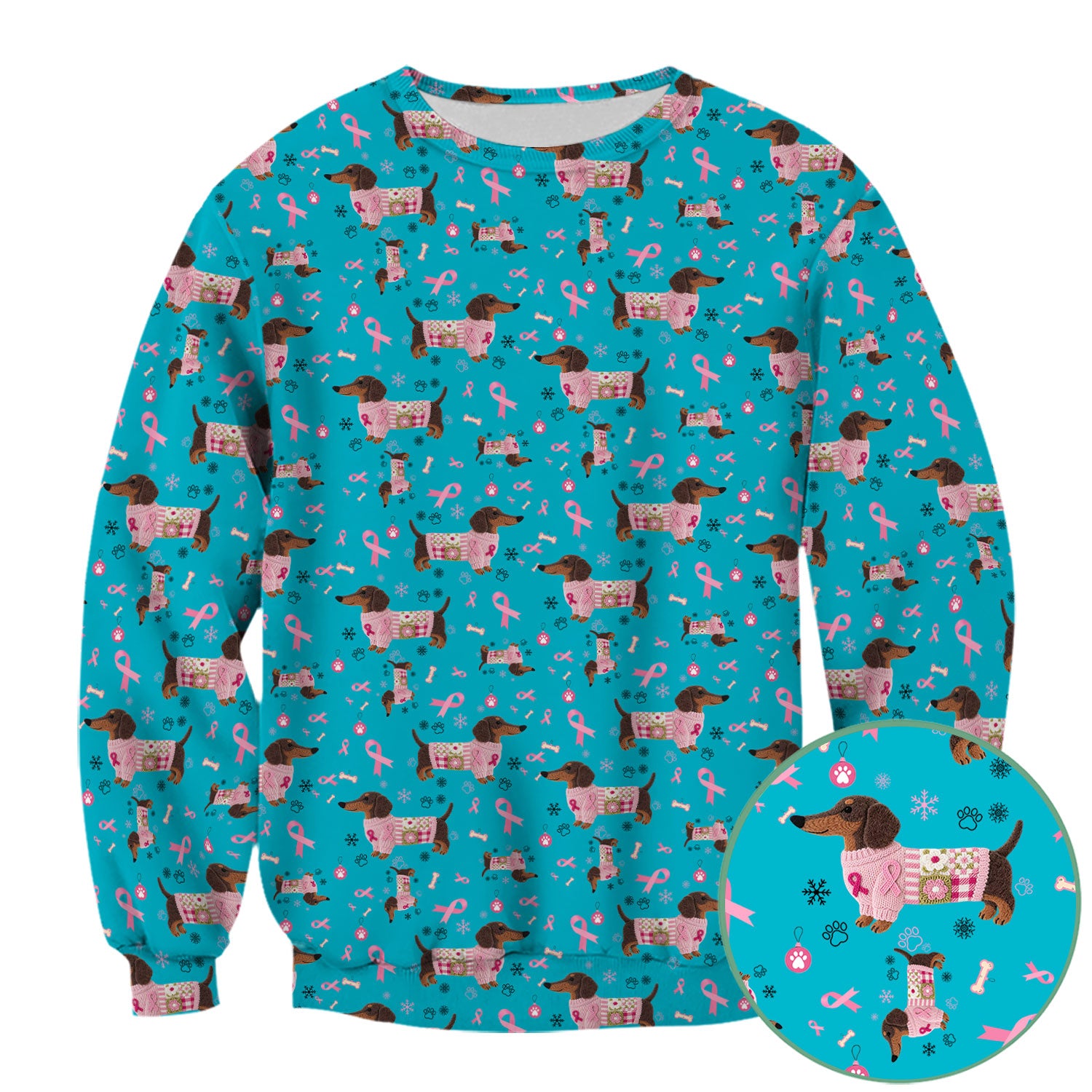 Dachshund Breast Cancer Awareness Scrub - Puppy Dog Pink Ribbon Nurse Shirt - Wiener Support Fight Cancer Gift