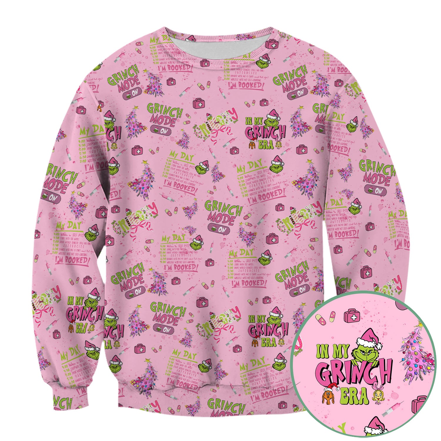I’m Booked Funny Christmas Scrub for Women - Grinch Mode On Holiday Nurse Uniform Shirt - Grinchmas Gift for RN CNA LPN