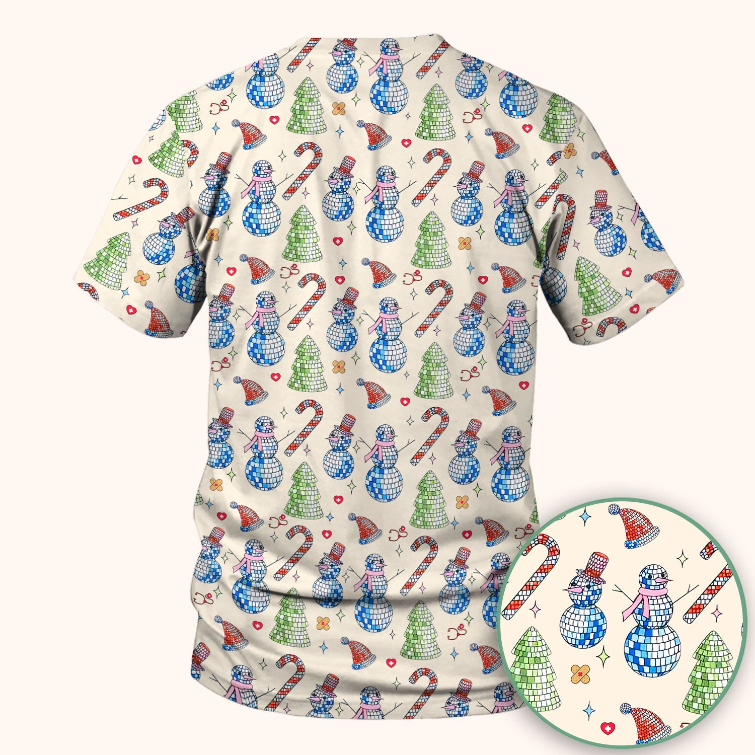 Funny Snowman Scrub Top for Women - Breathable Fabrics Med Uniform - Comfortable Scrubs for Nurses - Christmas Gift for LPN CNA RN