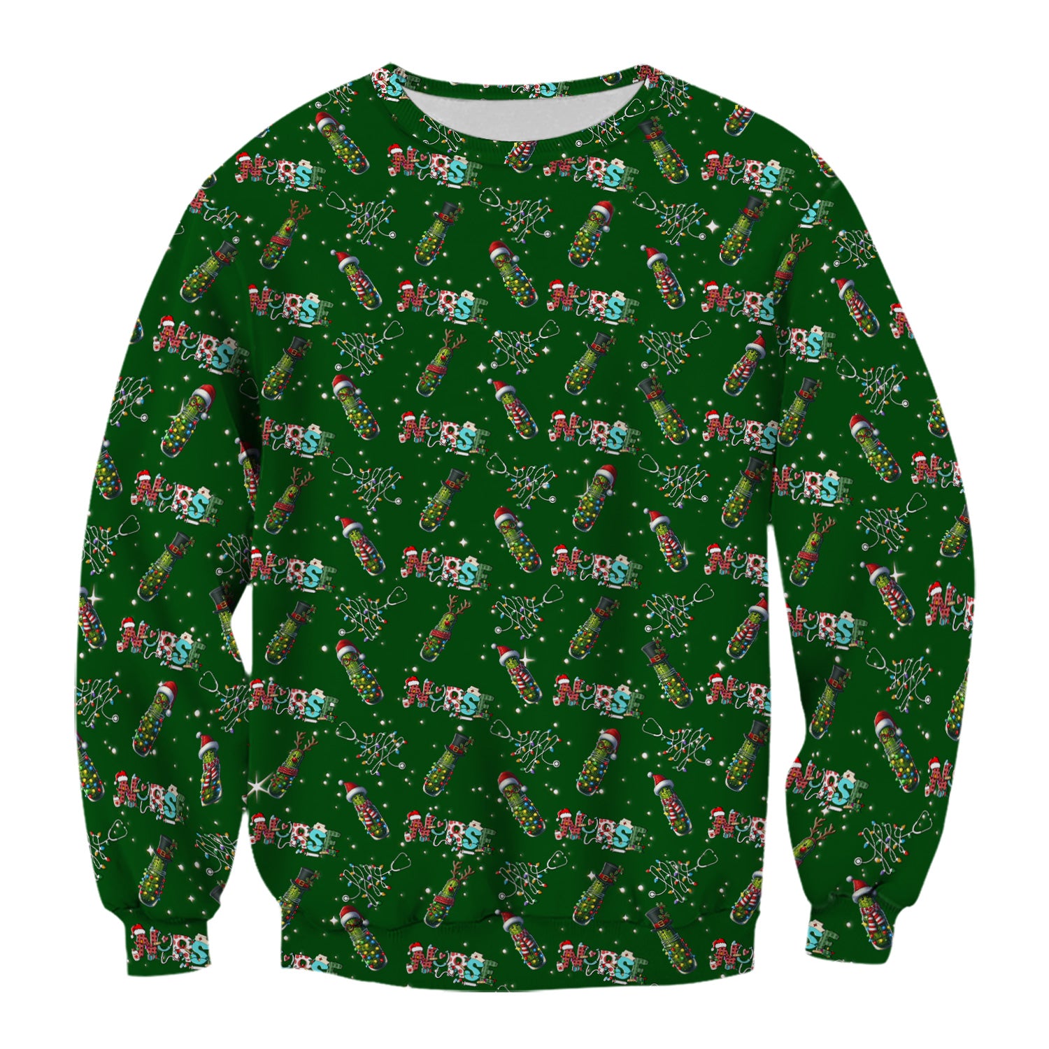 Christmas Pickle Scrub Top - Funny Holiday Medical Uniform - Gift for Nurse RN CNA LPN LVN EN