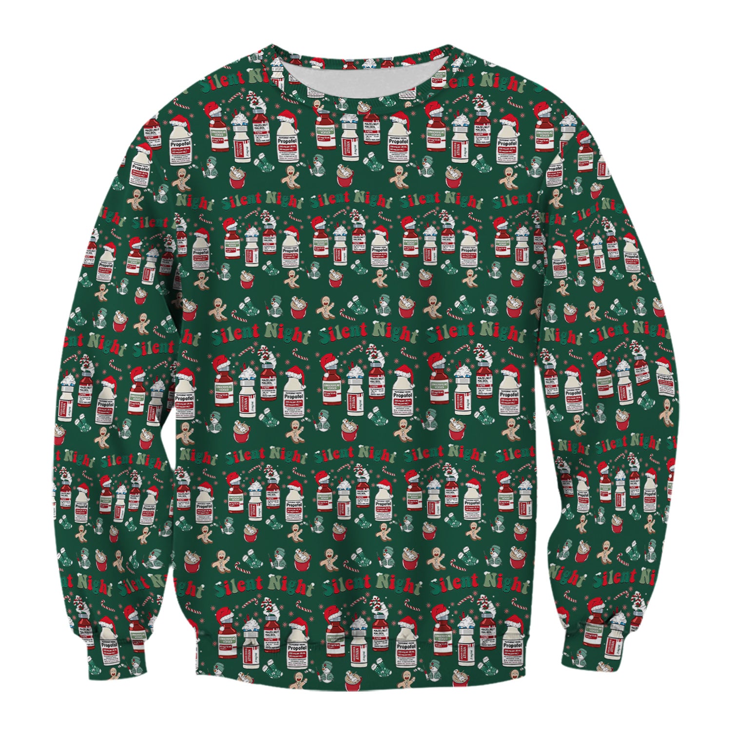 Funny Nurse Christmas Scrub Top - Silent Night & Medication Design - Holiday Gift for RN LPN CNA