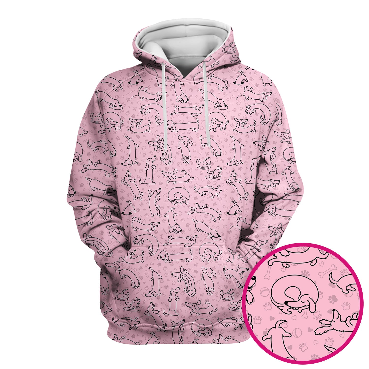 Playful Dachshund Dog Line Art Print Scrub Top, Comfortable Scrubs for Nurses