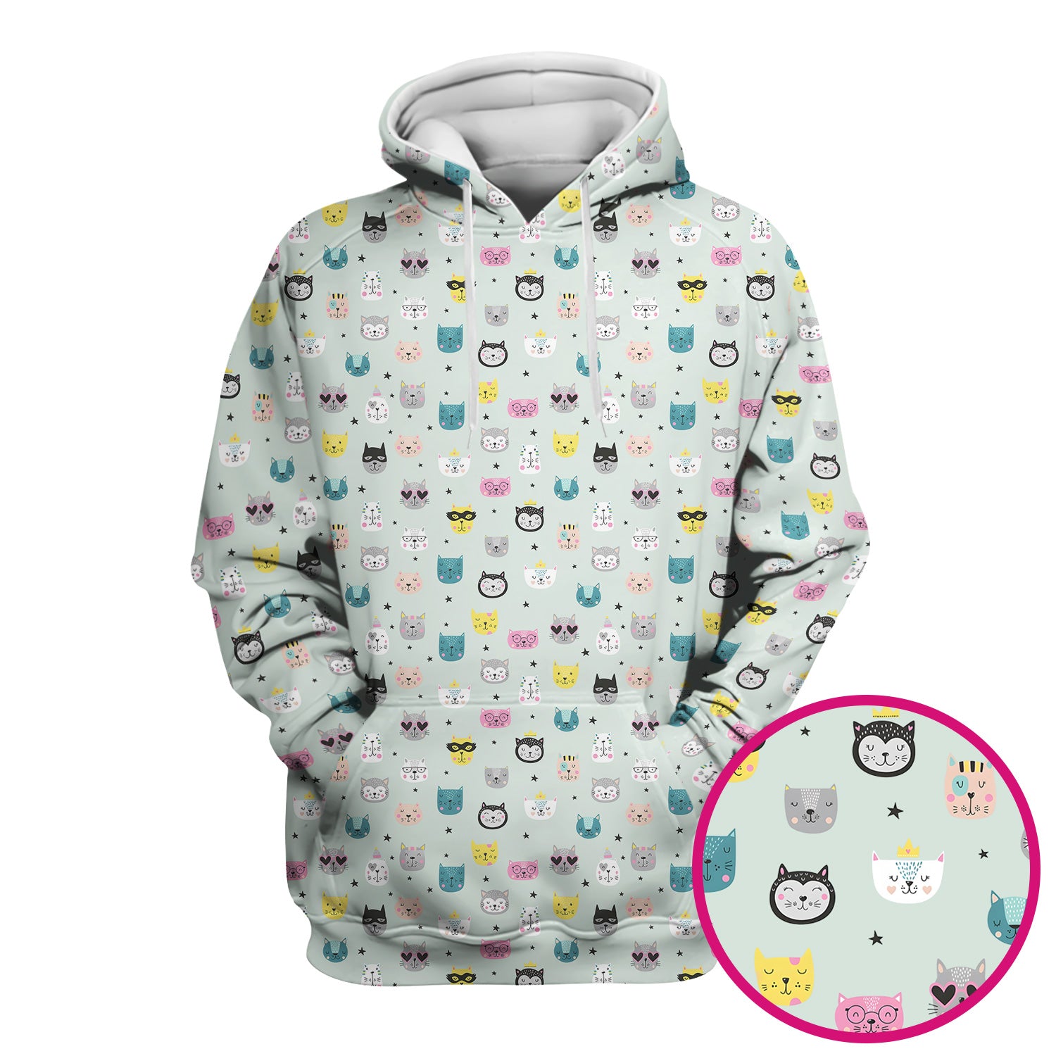 Cute Colorful Cat Pattern Scrub Top, Comfortable Scrubs for Nurses