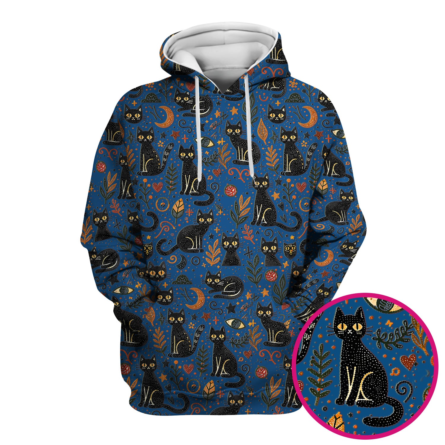 Mystic Black Cat Celestial Doodle Pattern Scrub Top, Comfortable Scrubs for Nurses
