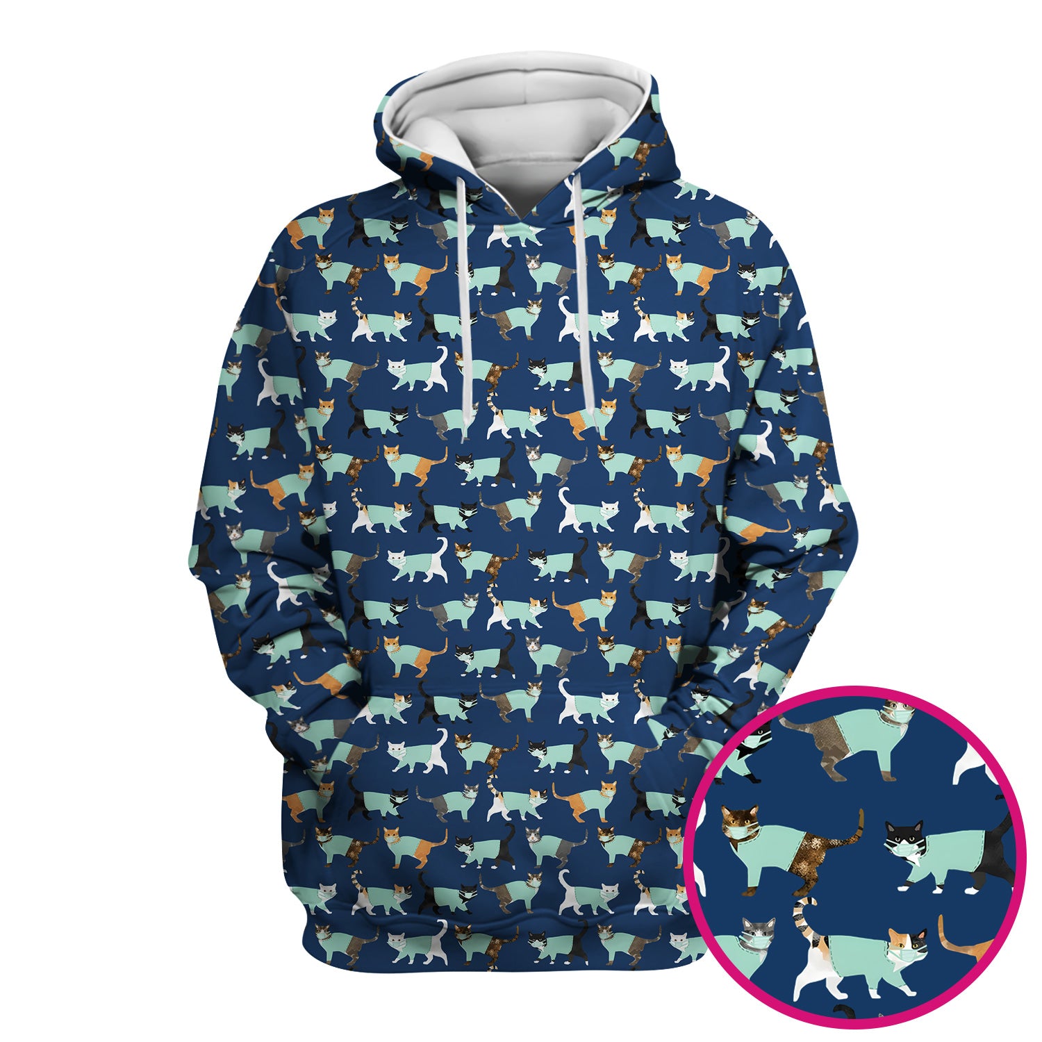 Playful Cat Nurse All Over Print Scrub Top, Comfortable Scrubs for Nurses