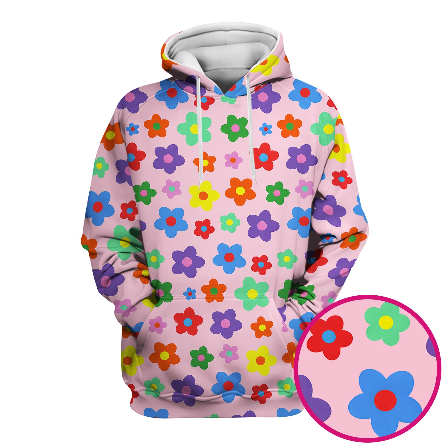 Colorful Retro Flower Pattern Print Scrub Top, Breathable Fabrics Nursing Uniform