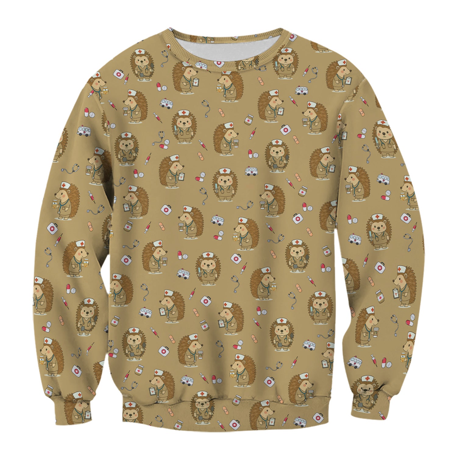 Cute Hedgehog Nurse Scrub Top - Funny Animal & Medical Design - Gift for Women RN LPN Pediatric Nurses