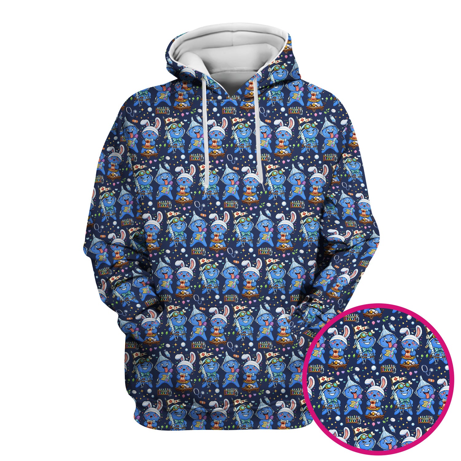 Cute Glove Doll Hospital Medical Cartoon Nurse Pattern Scrub Top, Comfortable Scrubs for Nurses