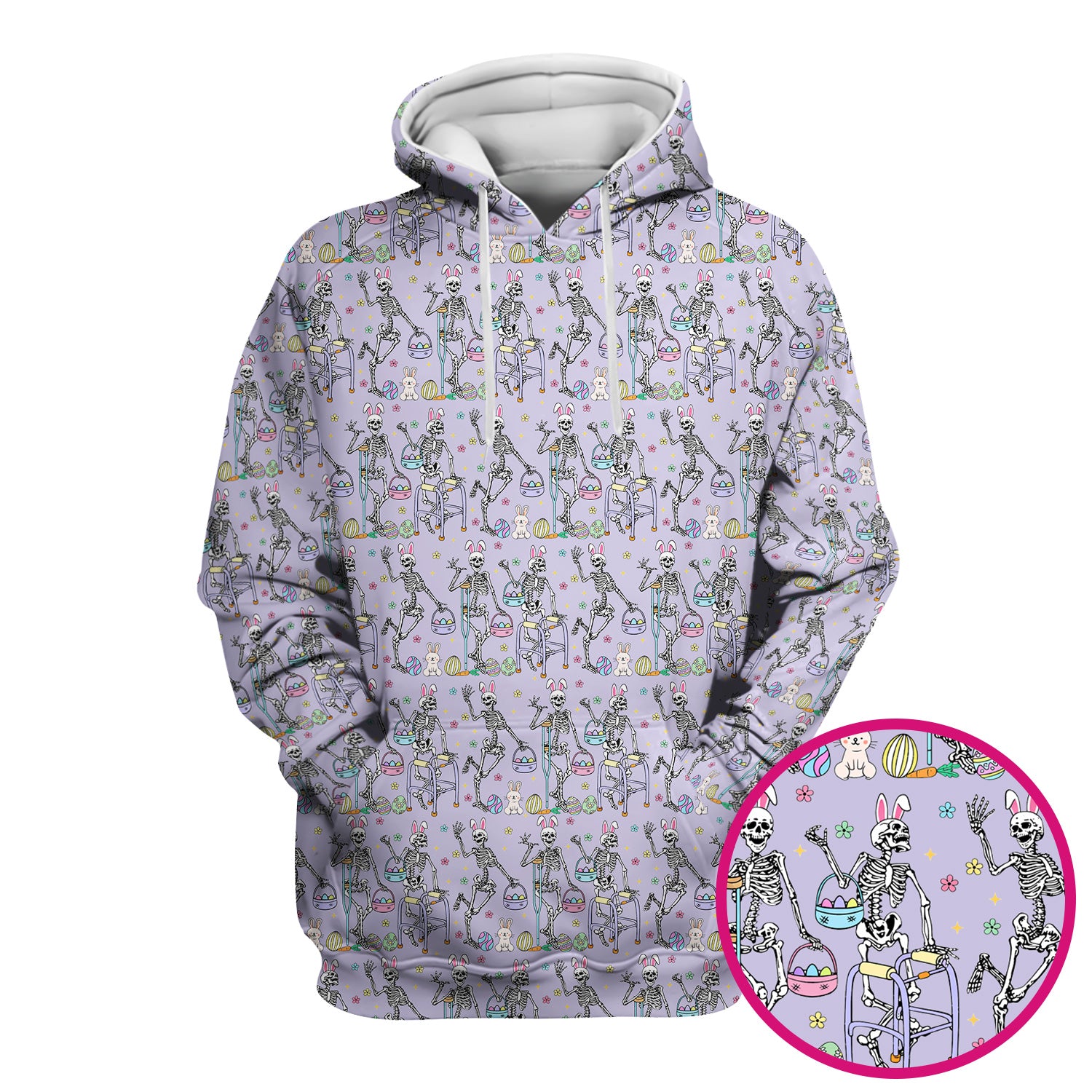Fun Skeleton Bunny Easter Print Scrub Top, Comfortable Scrubs for Nurses