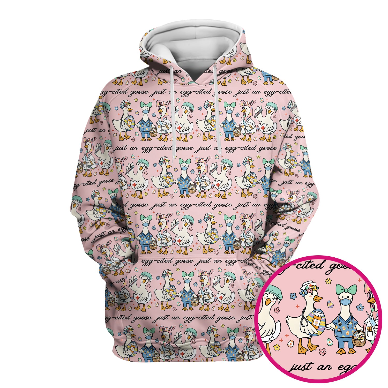 Funny Easter Nurse Goose Pattern Scrub Top, Comfortable Scrubs for Nurses