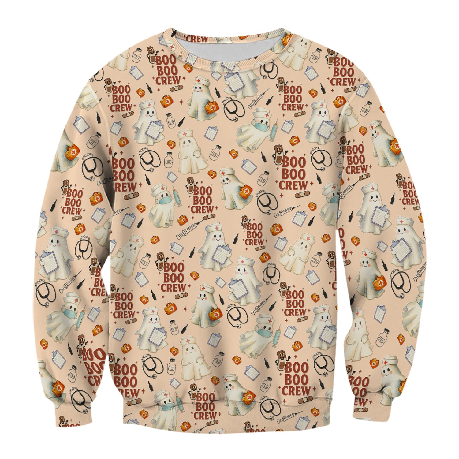 Cute Halloween Nurse Scrub Boo Boo Crew - Funny Ghost Medical Top for Women - Gift for RN LPN CNA