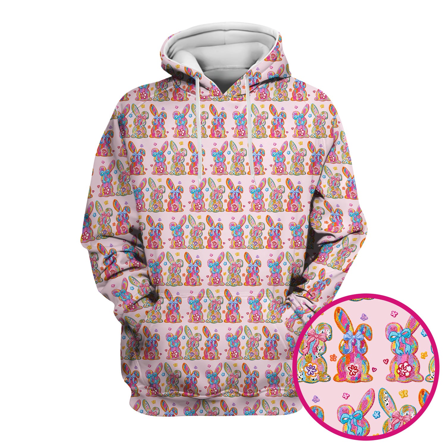 Cute Pastel Bunny Floral Pattern Scrub Top, Comfortable Scrubs for Nurses, Easter