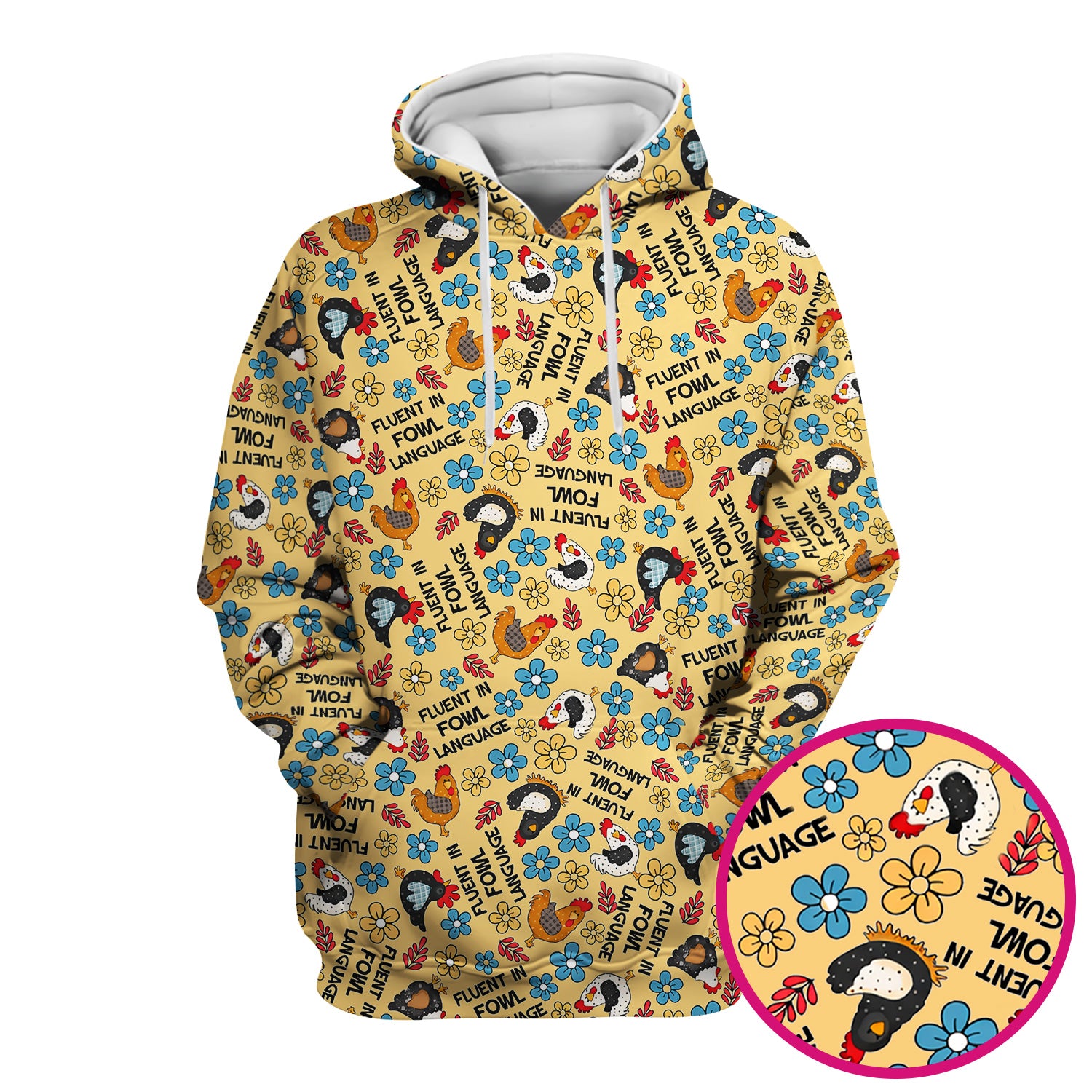Funny Chicken Fluent in Fowl Language Pattern Scrub Top, Comfortable Scrubs for Nurses
