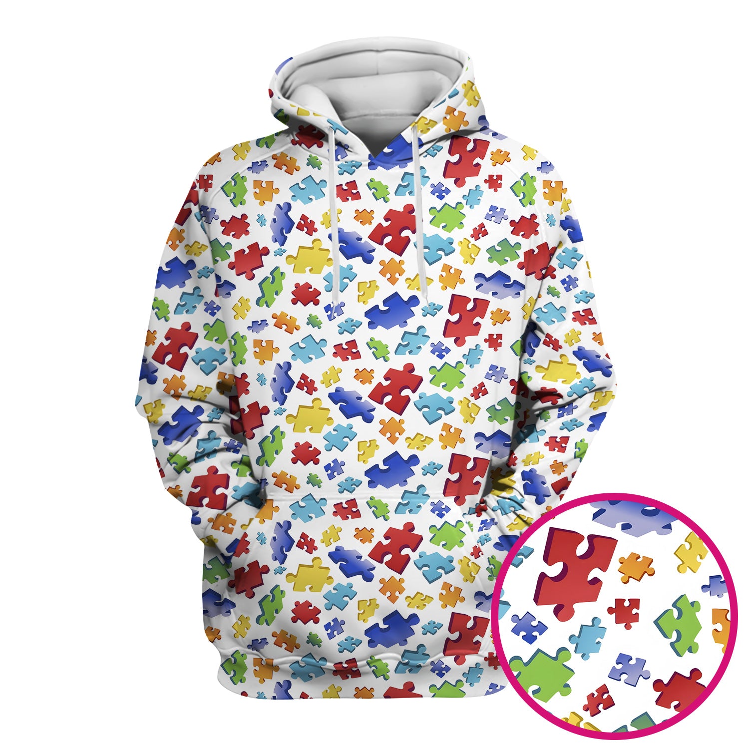 Colorful Scattered Puzzle Piece Pattern Scrub Top, Breathable Scrubs for Nurses, Autism