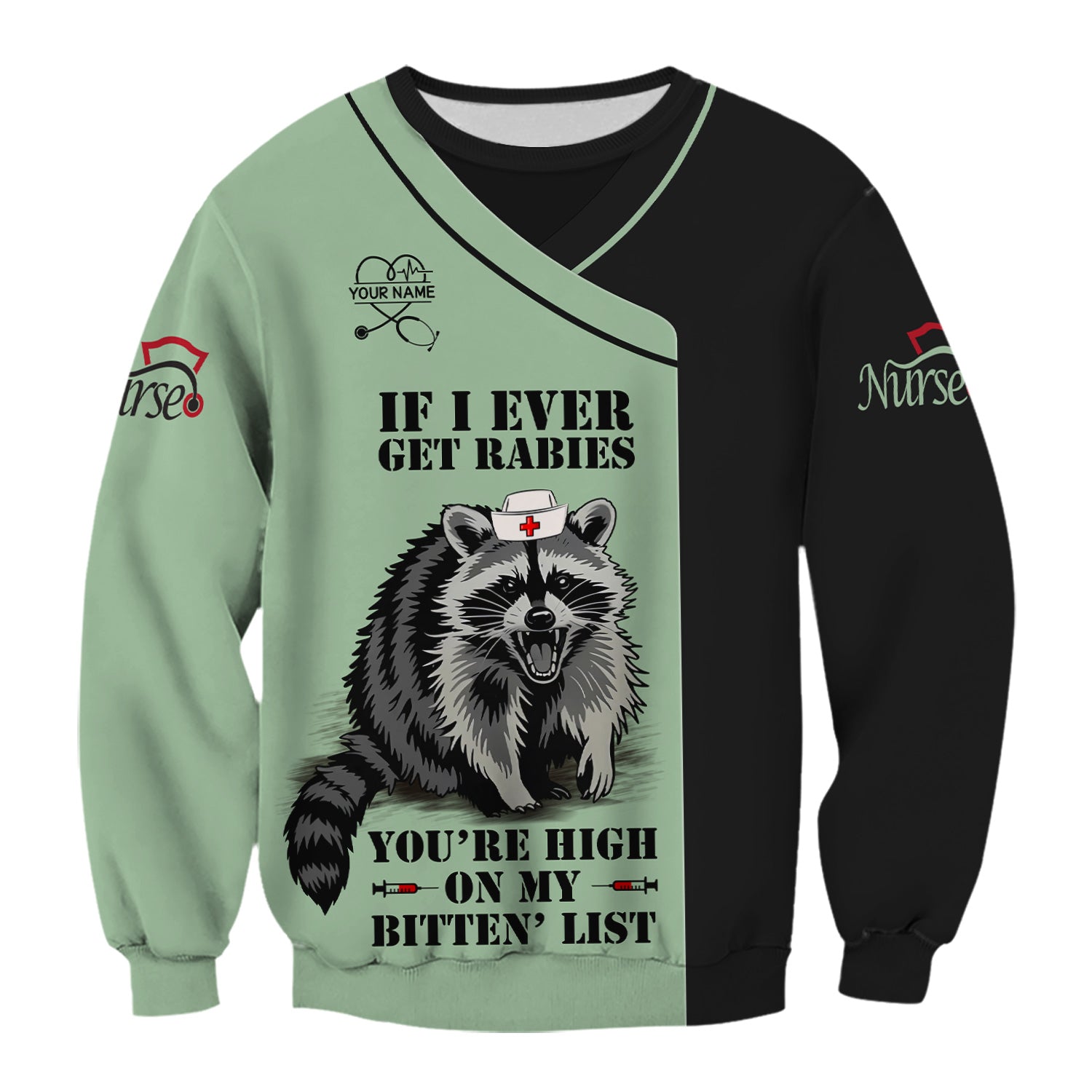 Custom Funny Nurse Scrub Top - You're High On My Bitten List - Multiple Color Options Gift for RN LPN CNA