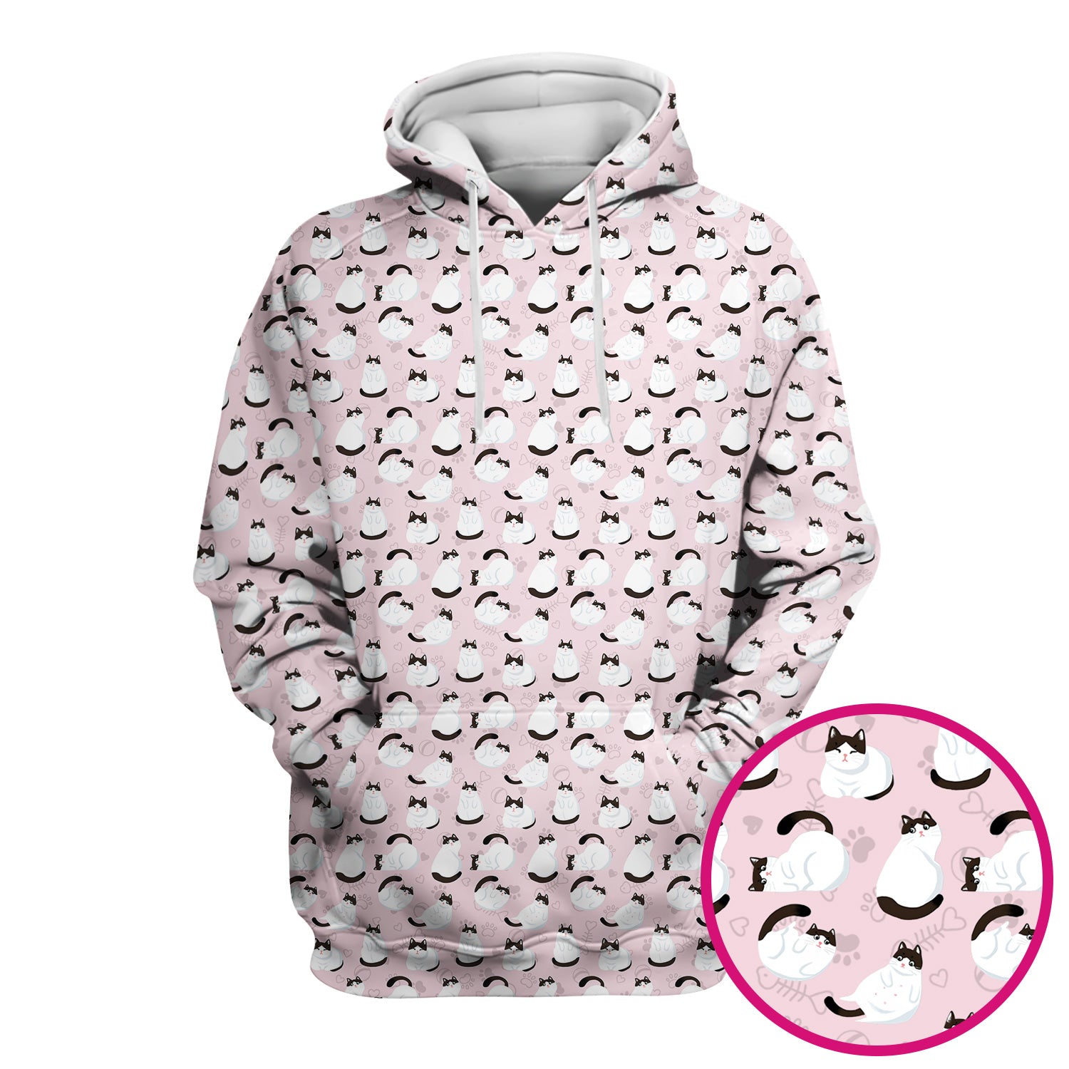 Cute Cat Pattern Medical Scrub Top, Breathable Fabrics Nursing Uniform
