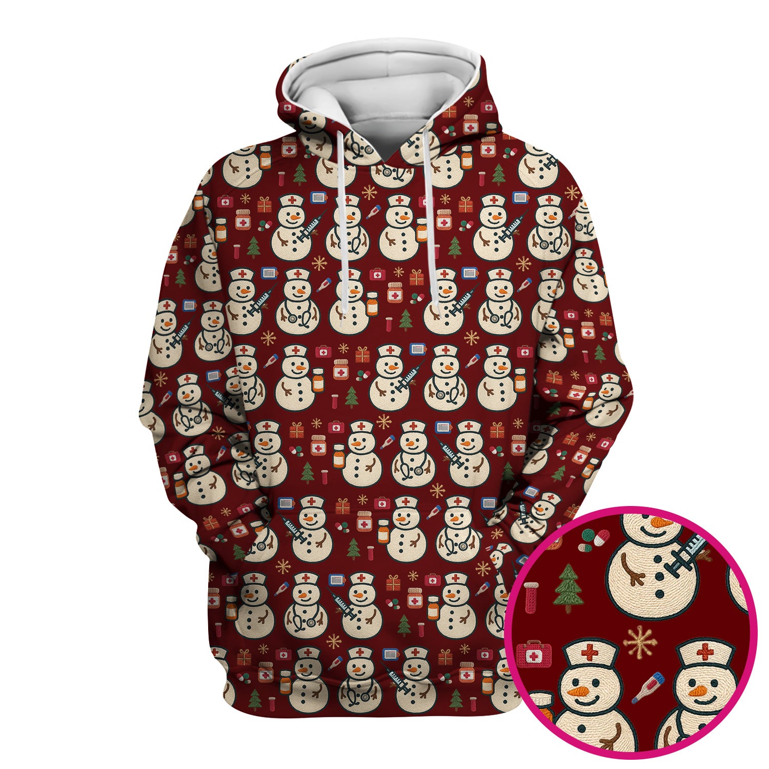Snowman Nurse Christmas Scrub Top – Festive Medical Pattern Shirt – Cute Holiday Uniform For Nursing