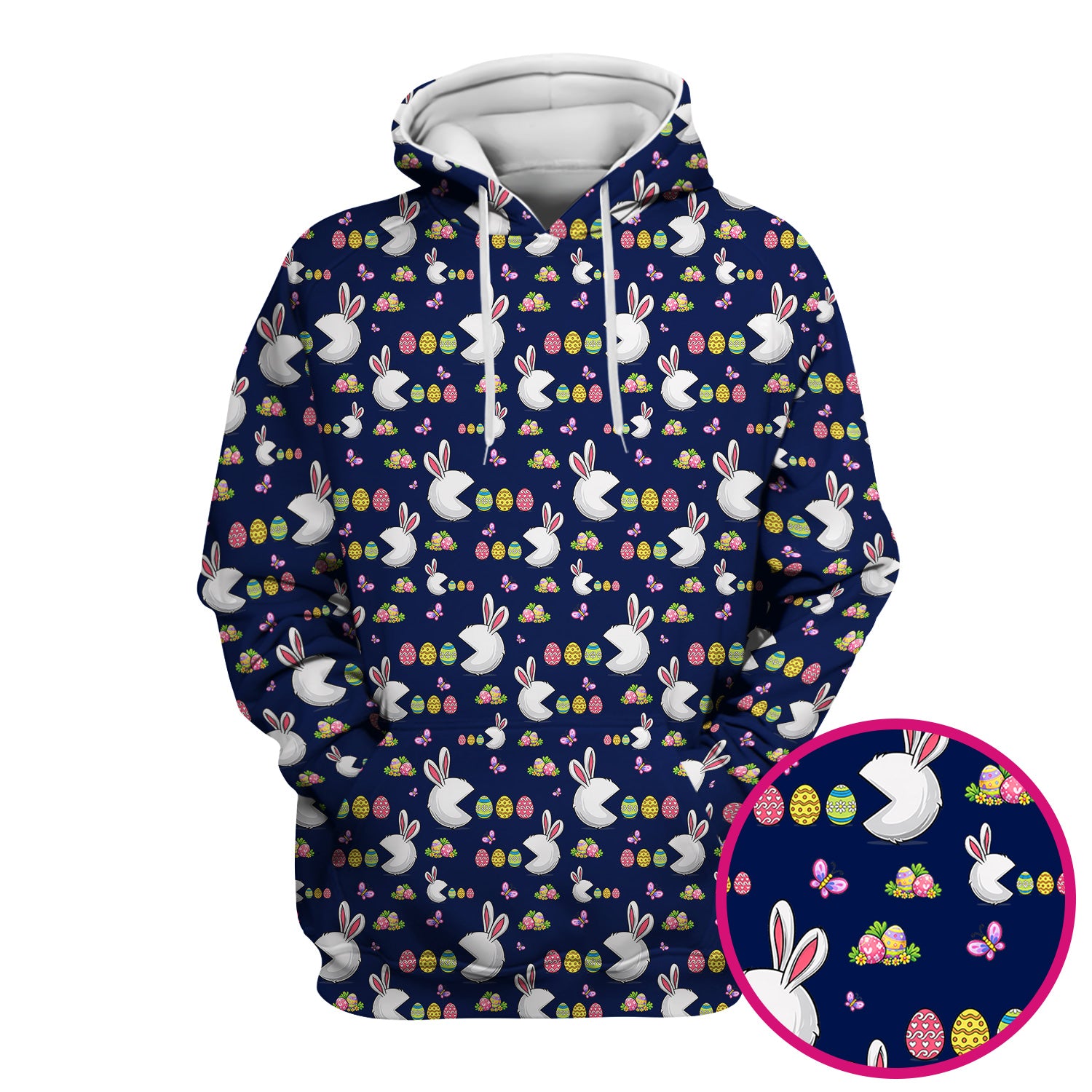 Easter Bunny and Colorful Eggs Print Scrub Top, Breathable Fabrics Nursing Uniform