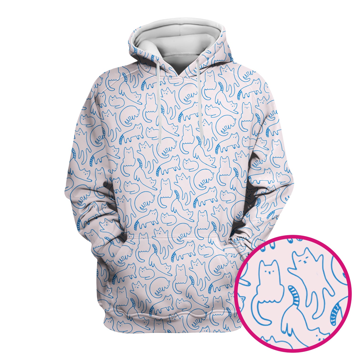 Artistic Cat Pattern Medical Scrub Top, Breathable Fabrics Nursing Uniform